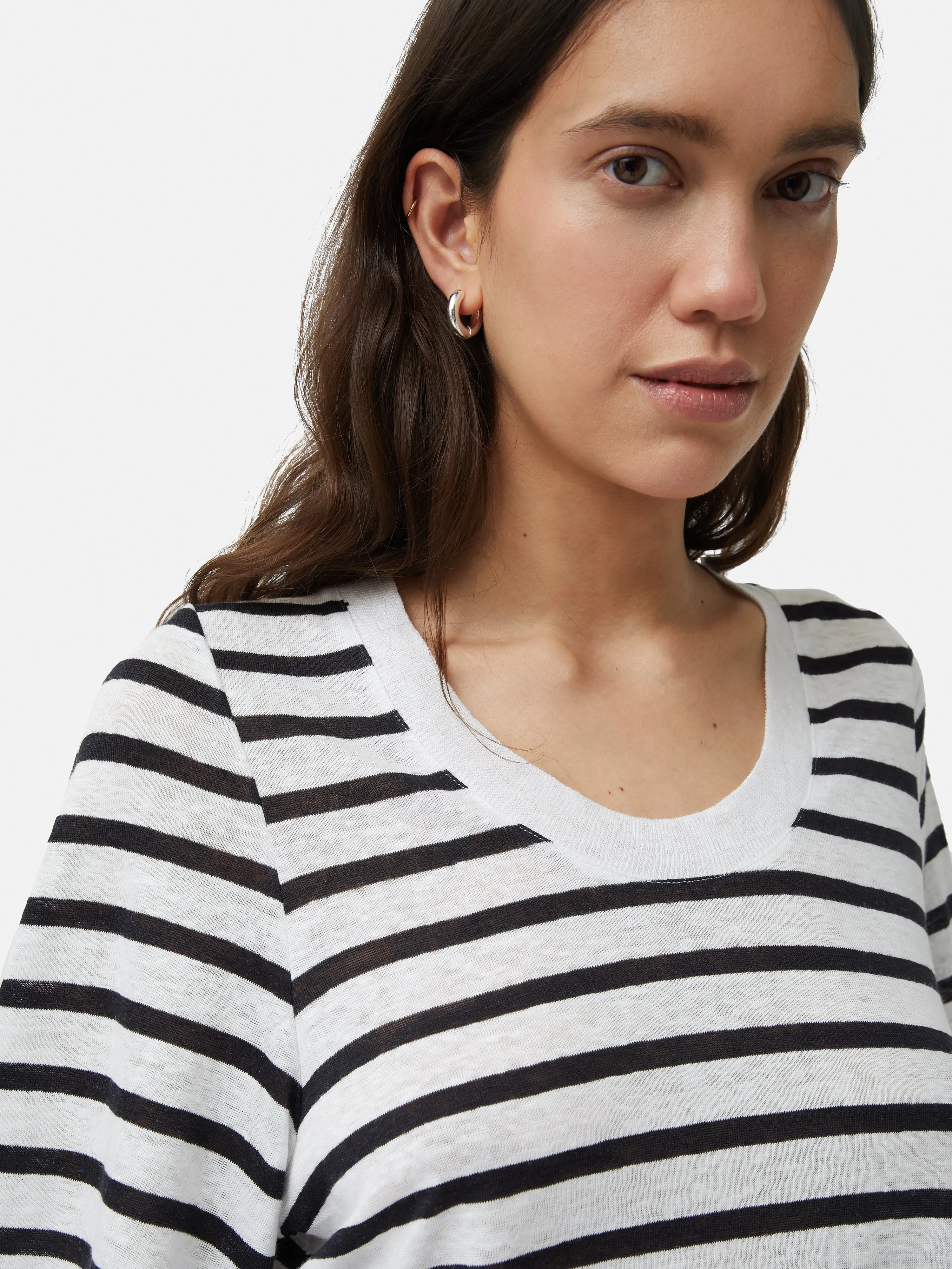 Linen Stripe Short Sleeve Tee | Navy sold by Jigsaw product image thumbnail 4