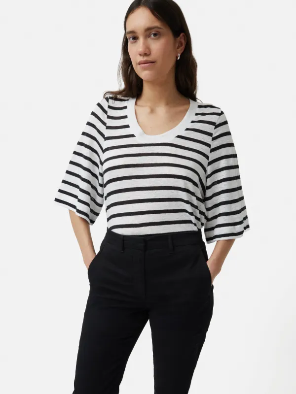 Linen Stripe Short Sleeve Tee | Navy sold by Jigsaw