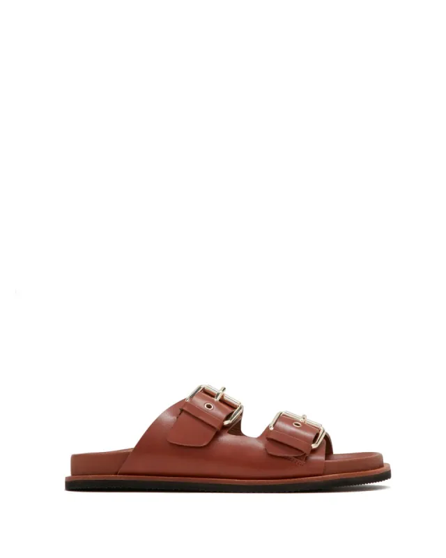 Ivy Leather Footbed Slider | Tan sold by Jigsaw