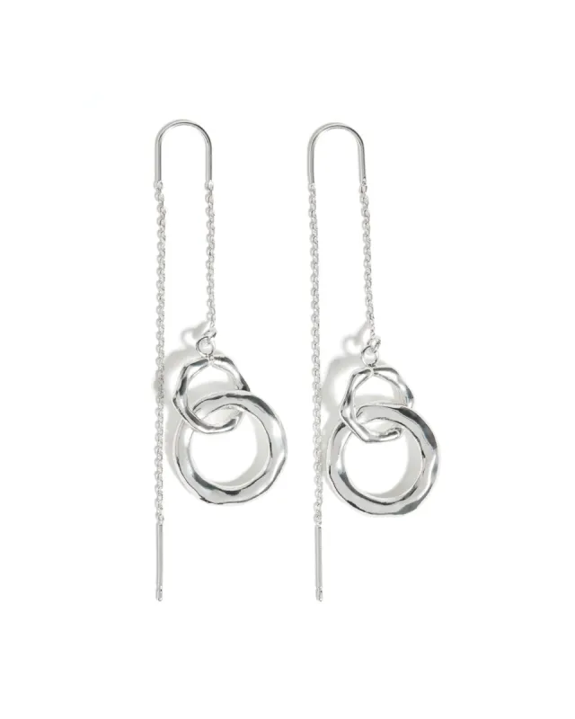 Callie Drop Hoop Earrings | Silver sold by Jigsaw