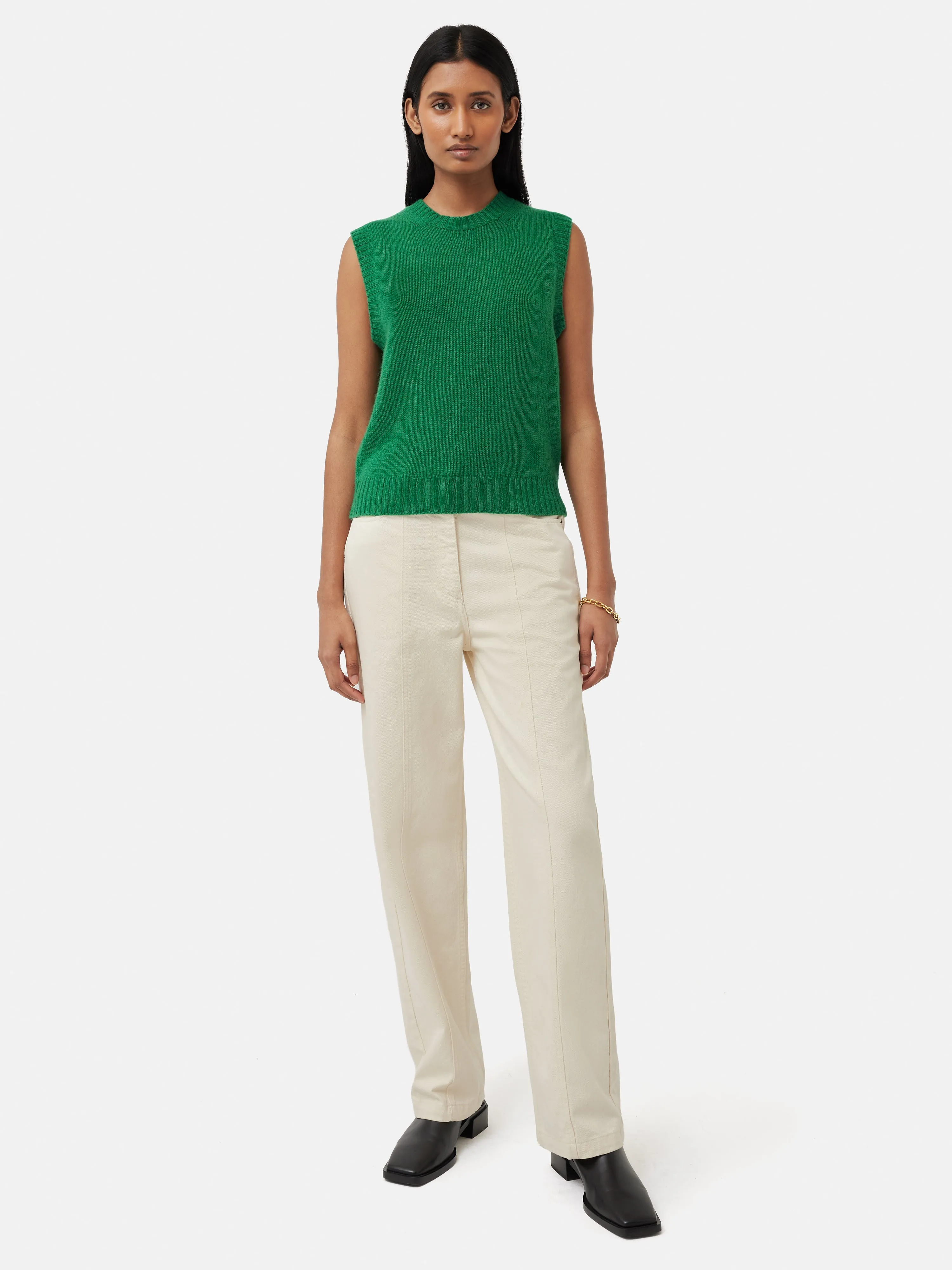 Cashmere Crew Neck Tank | Green sold by Jigsaw product image thumbnail 3