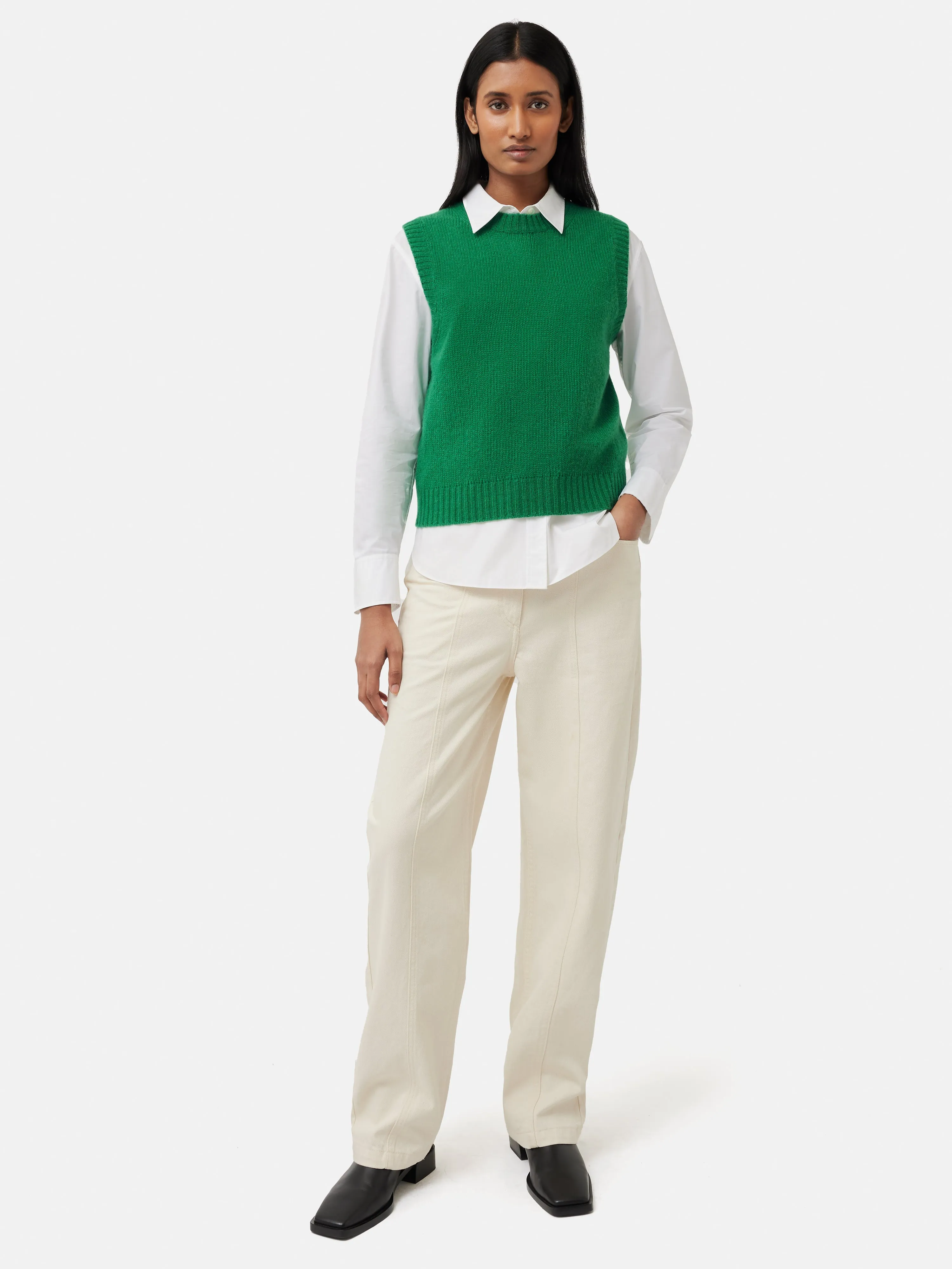 Cashmere Crew Neck Tank | Green sold by Jigsaw product image thumbnail 4