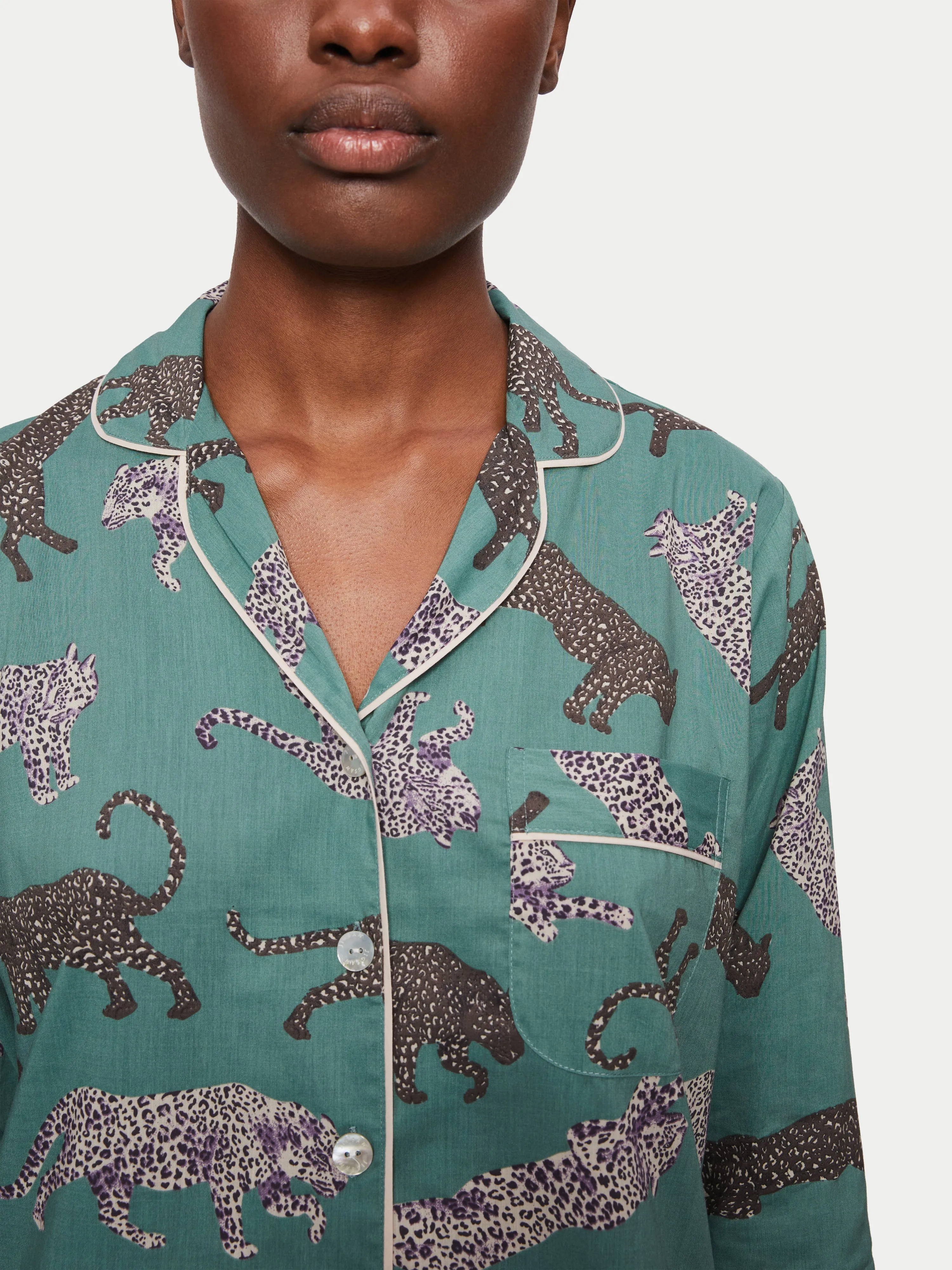 Leopard Cotton Pyjama | Green sold by Jigsaw product image thumbnail 4