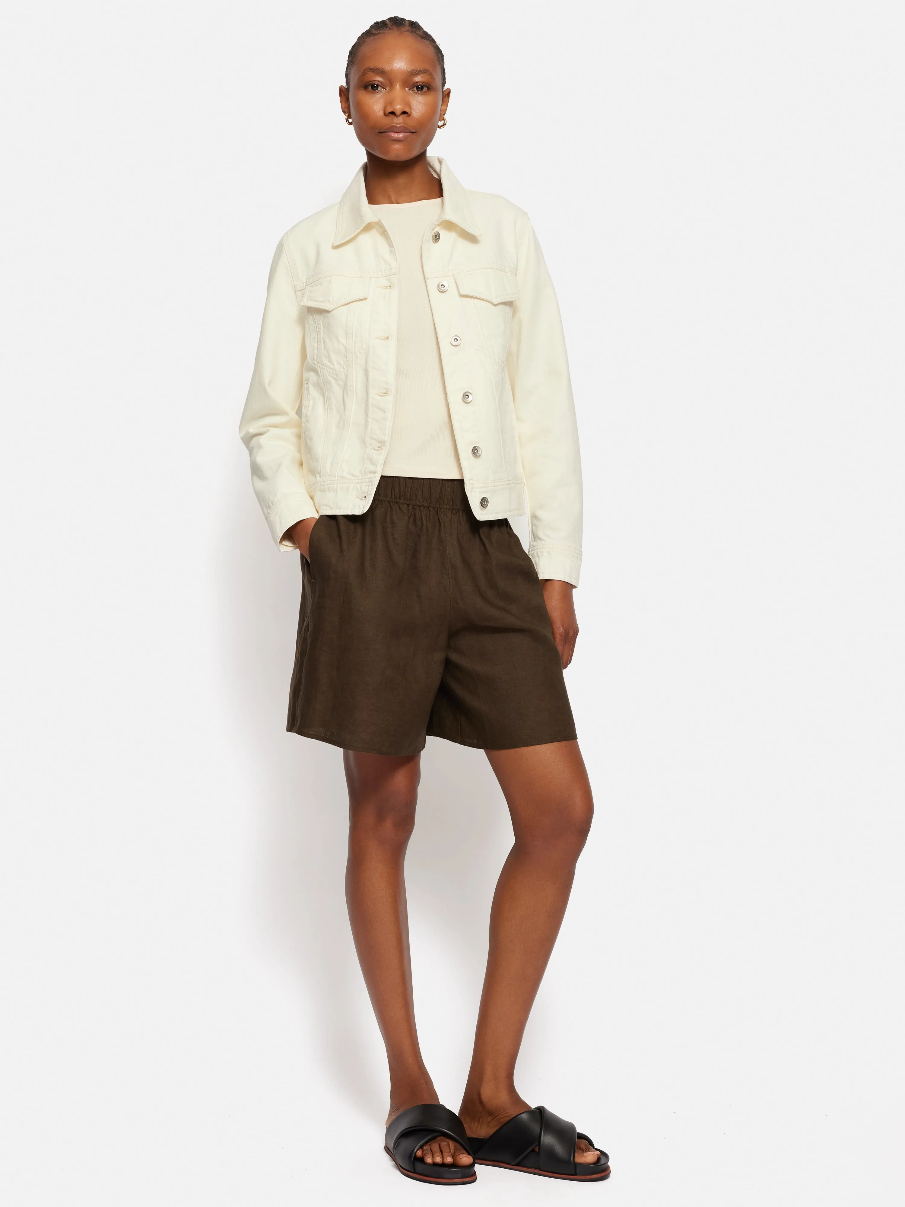 Boxy Denim Trucker Jacket | Ecru sold by Jigsaw product image thumbnail 3