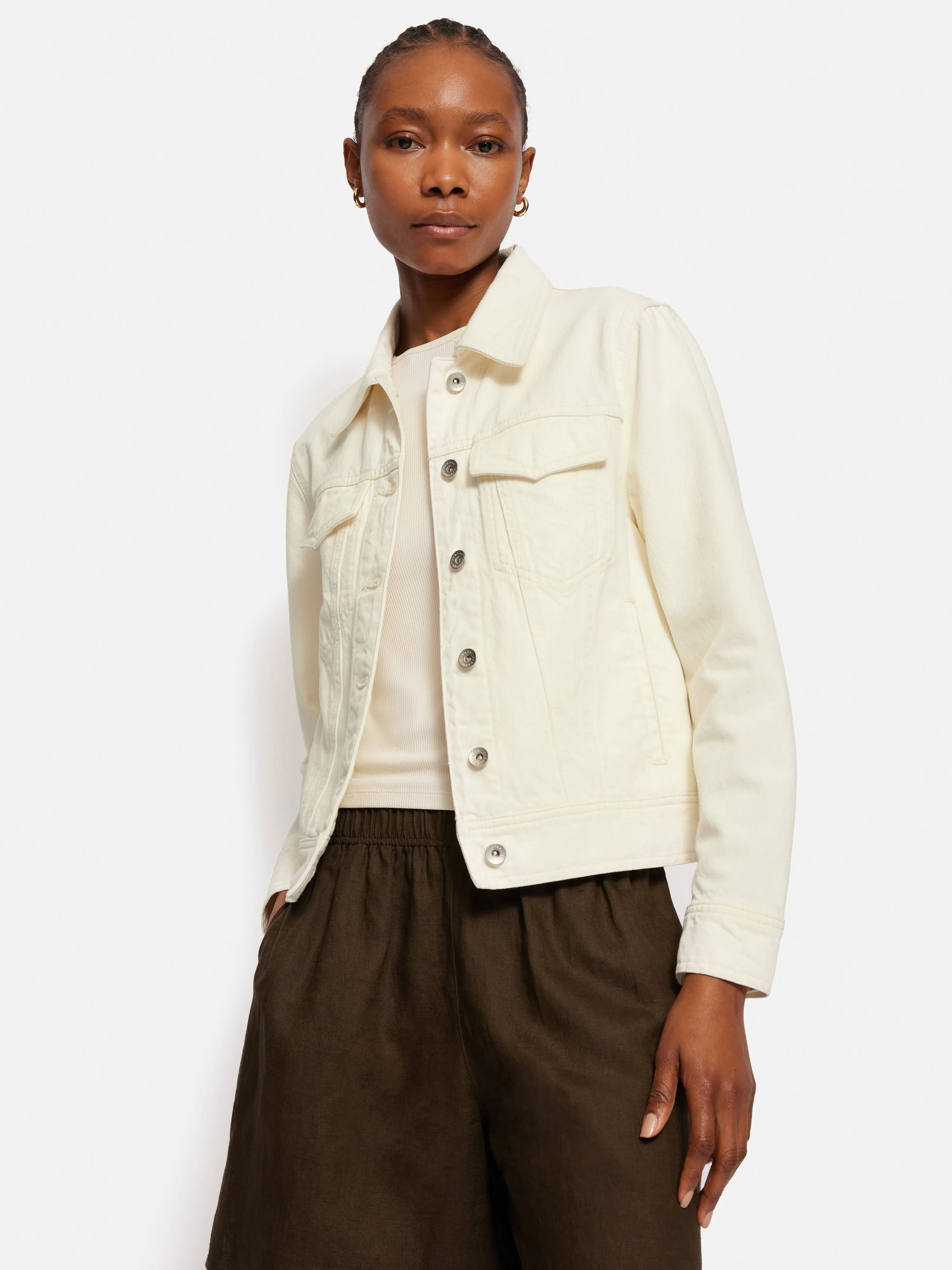 Boxy Denim Trucker Jacket | Ecru sold by Jigsaw