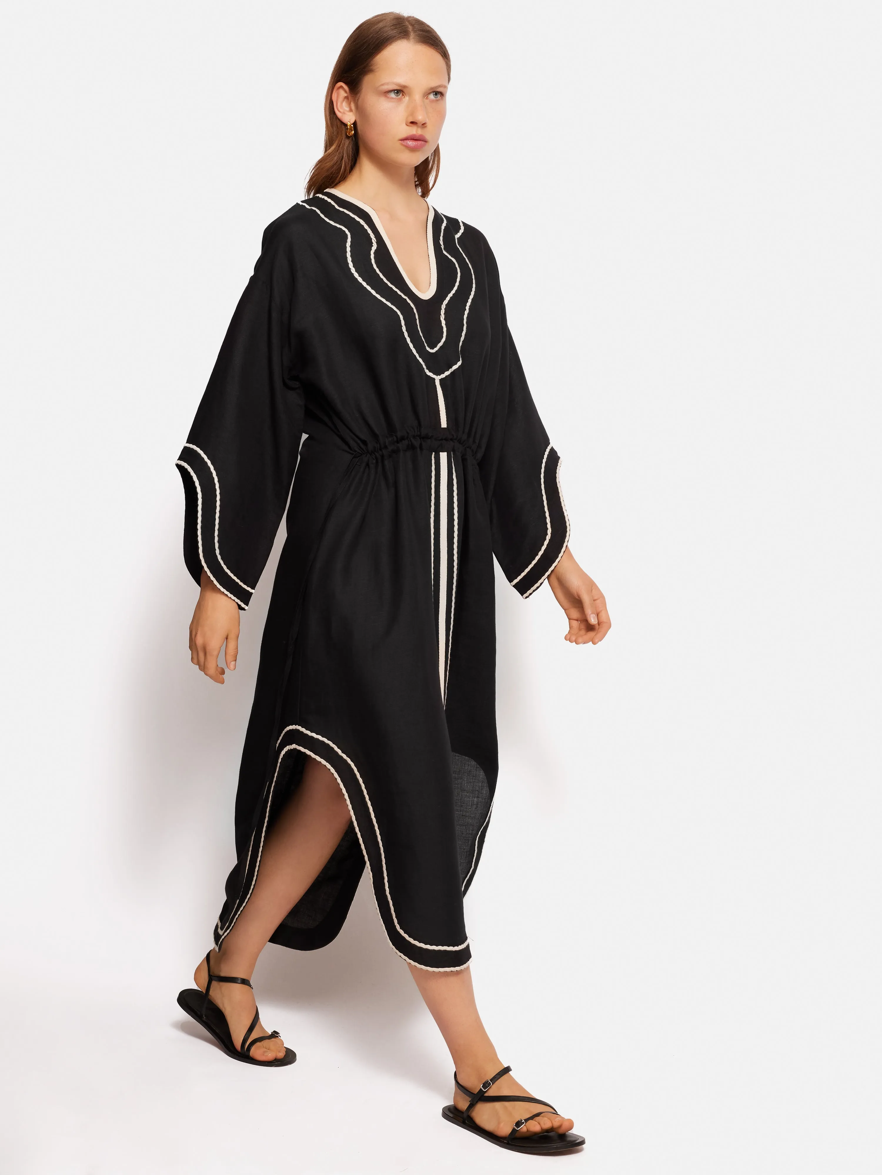Linen Blend Embroidery Kaftan | Black sold by Jigsaw product image thumbnail 2