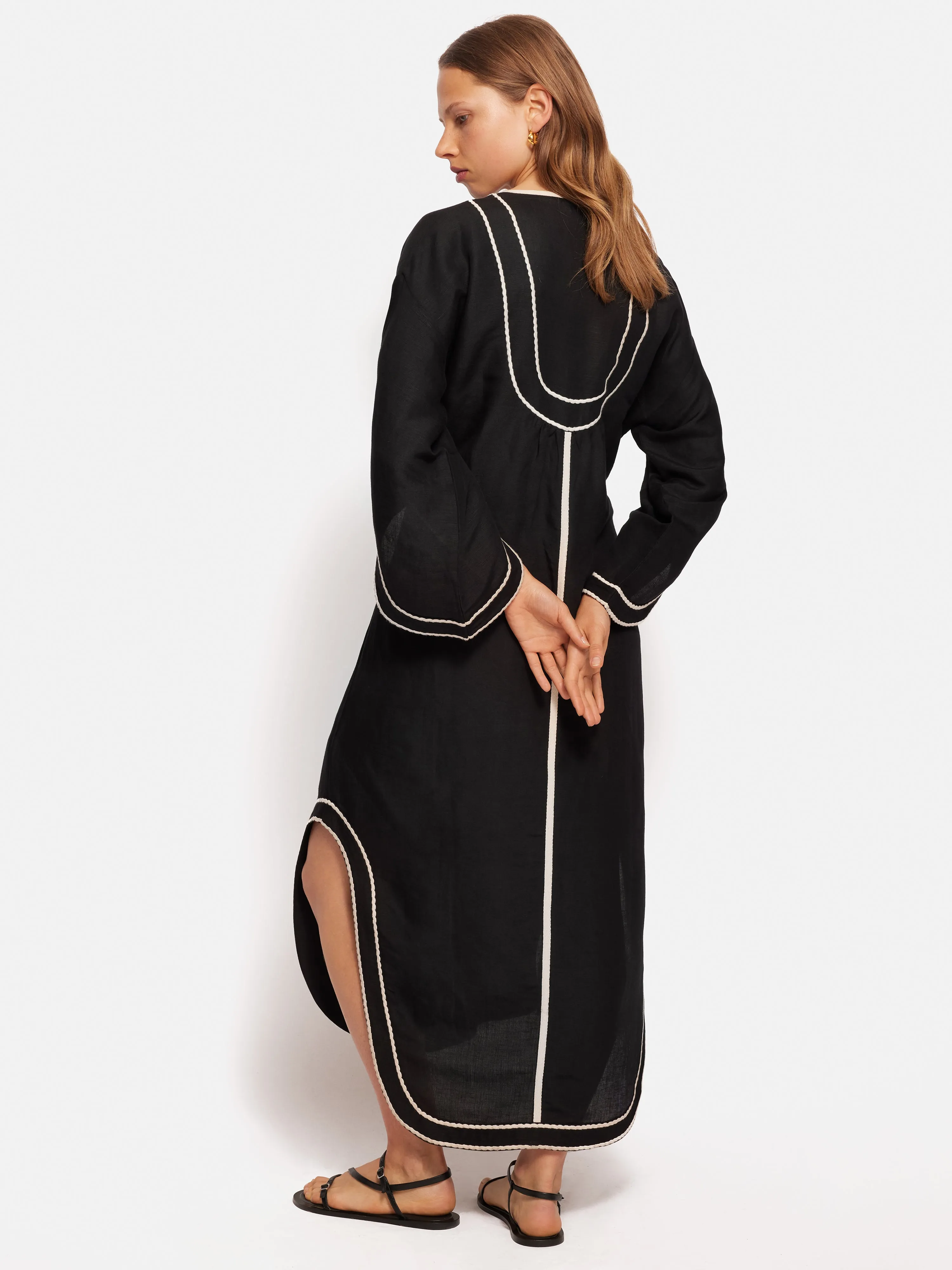 Linen Blend Embroidery Kaftan | Black sold by Jigsaw product image thumbnail 4