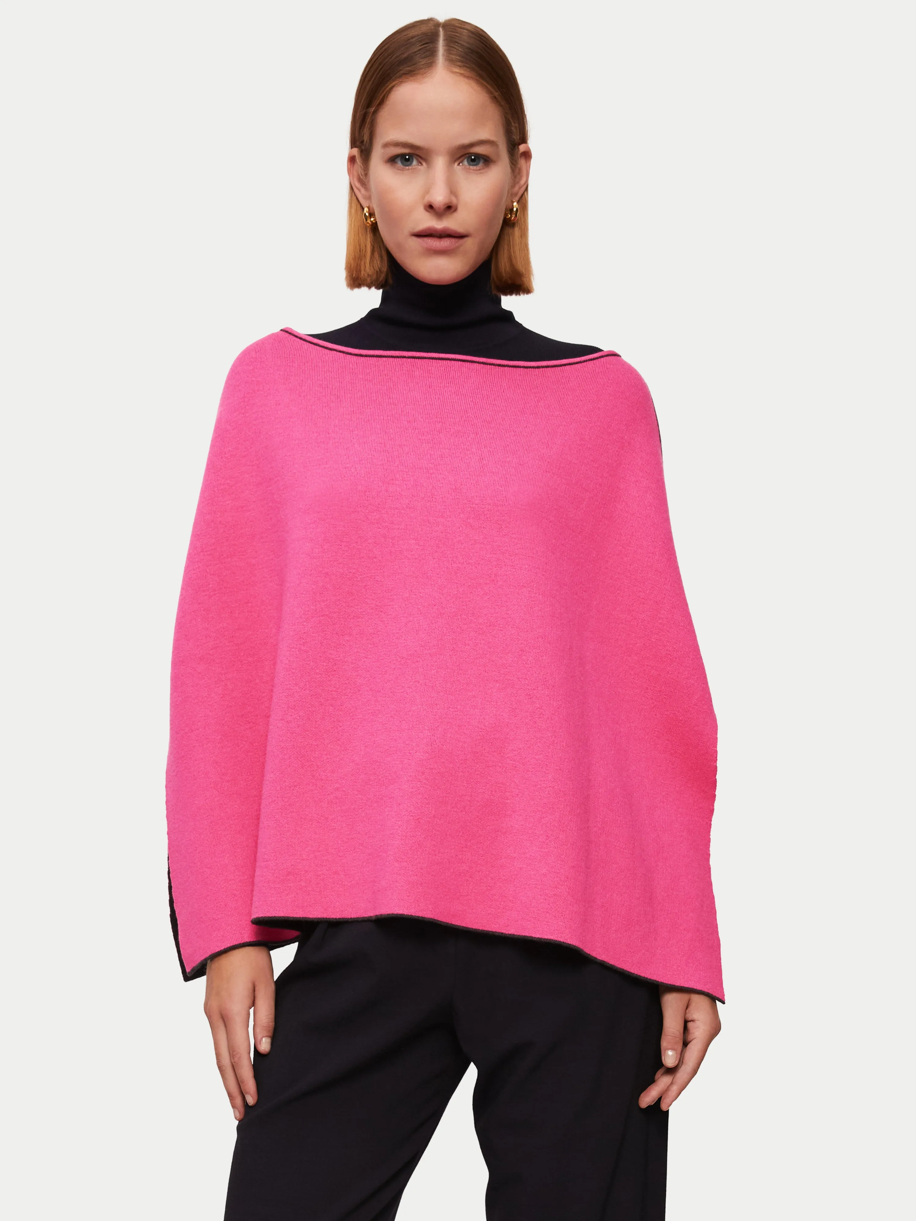 Reversible Cotton Blend Poncho | Dark Grey sold by Jigsaw product image thumbnail 4