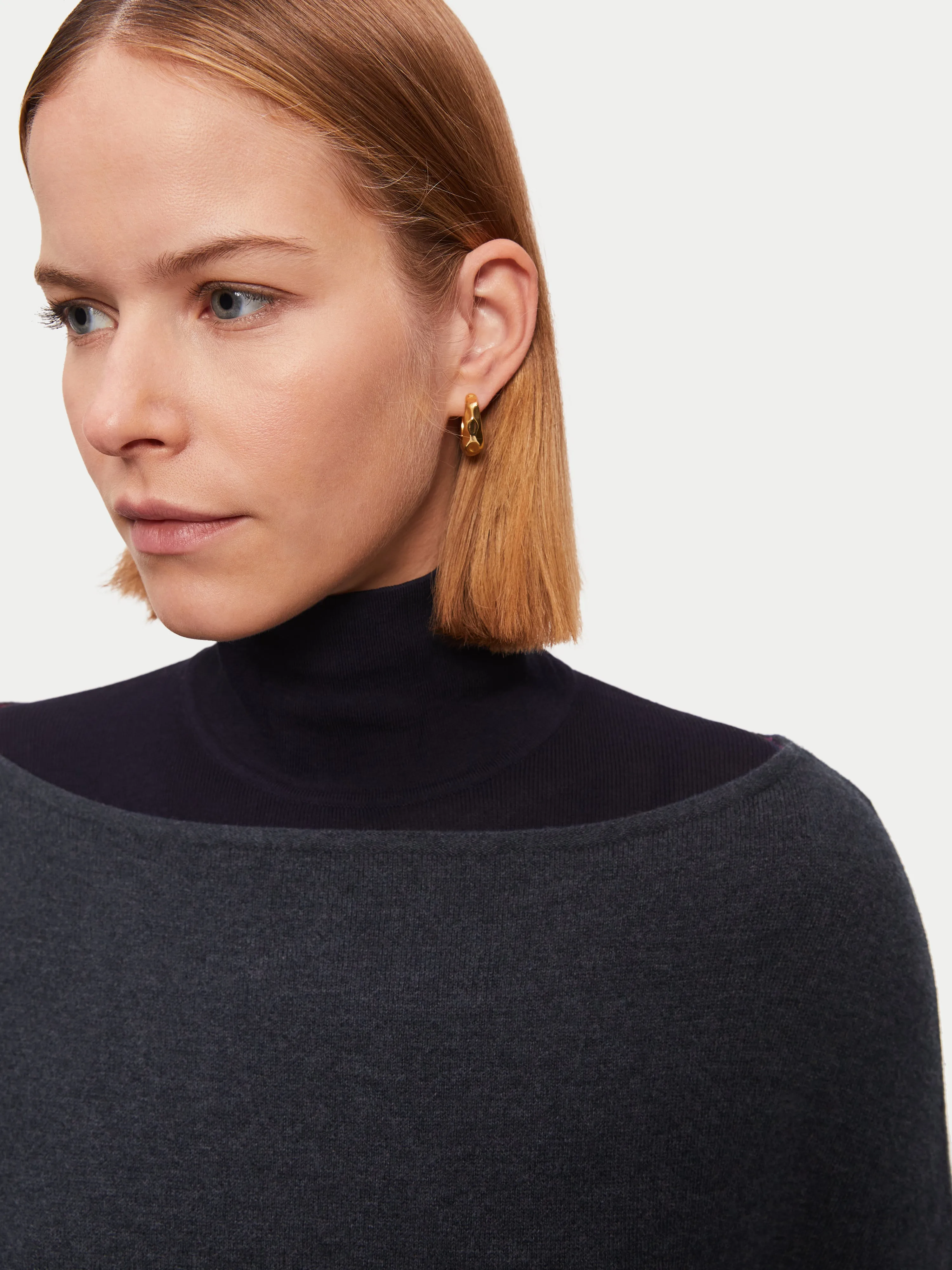 Reversible Cotton Blend Poncho | Dark Grey sold by Jigsaw product image thumbnail 2