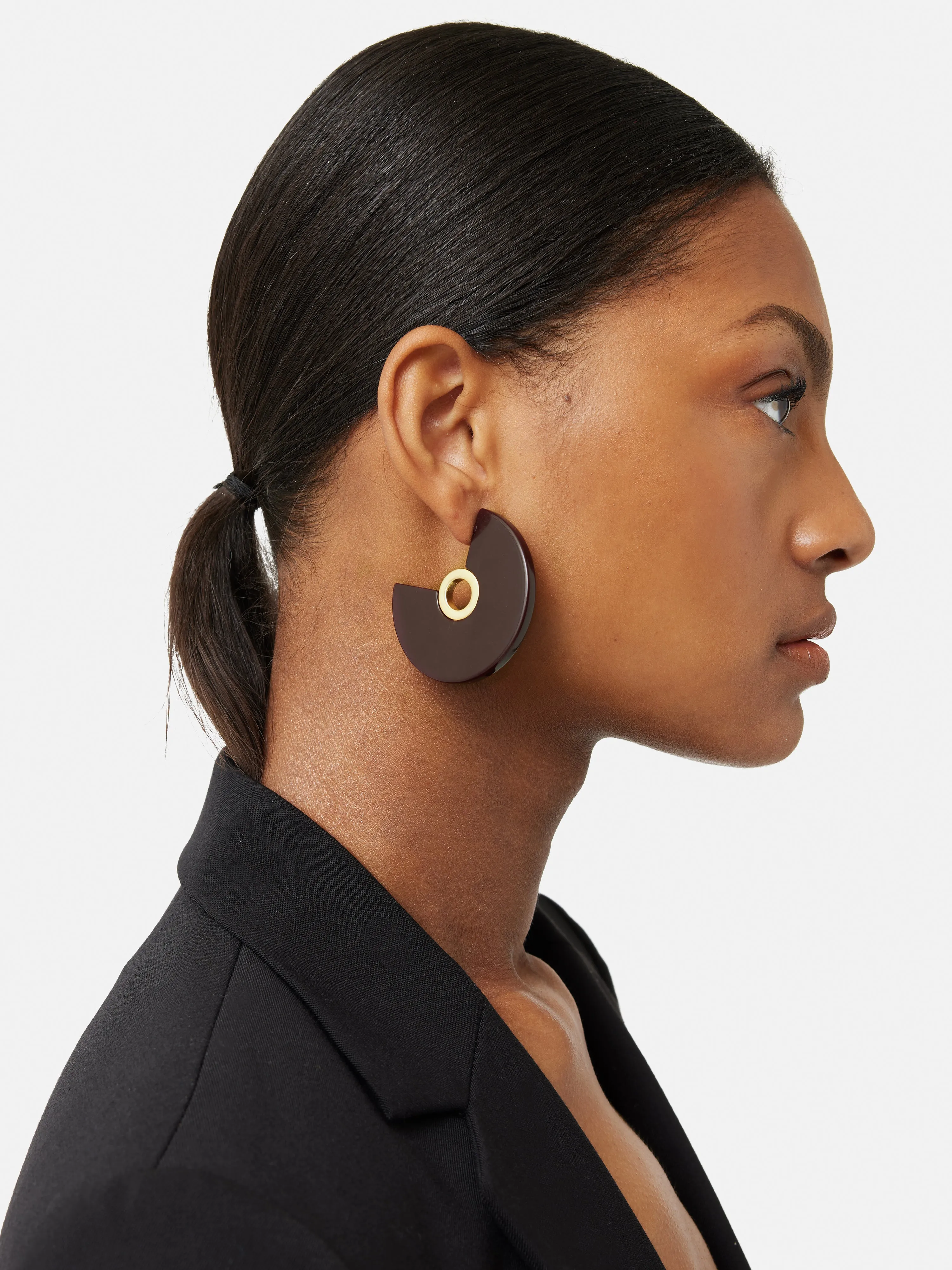 Metal Circle Resin Earrings | Burgundy sold by Jigsaw product image thumbnail 2