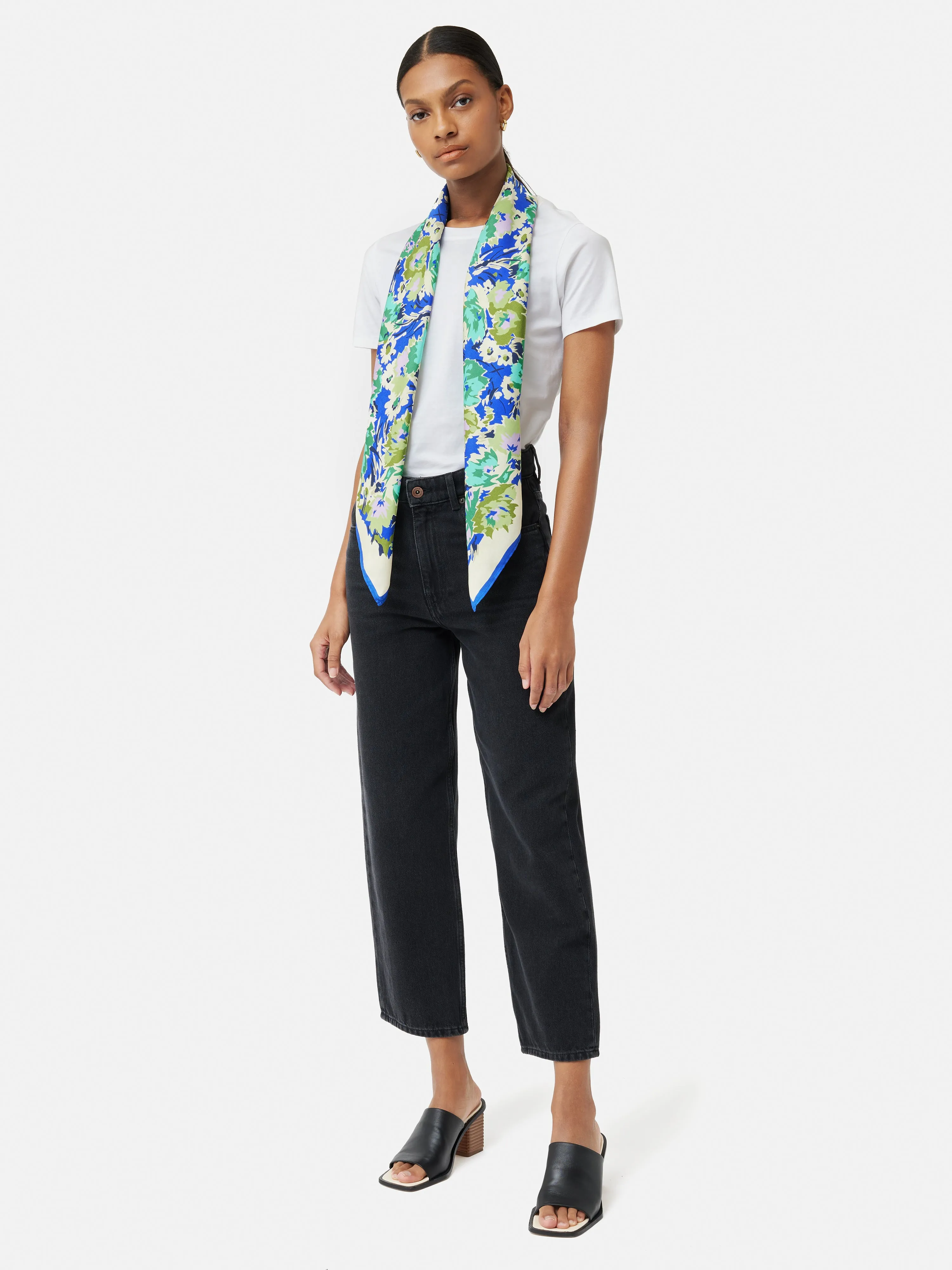 Abstract Meadow Silk Scarf | Blue sold by Jigsaw product image thumbnail 2