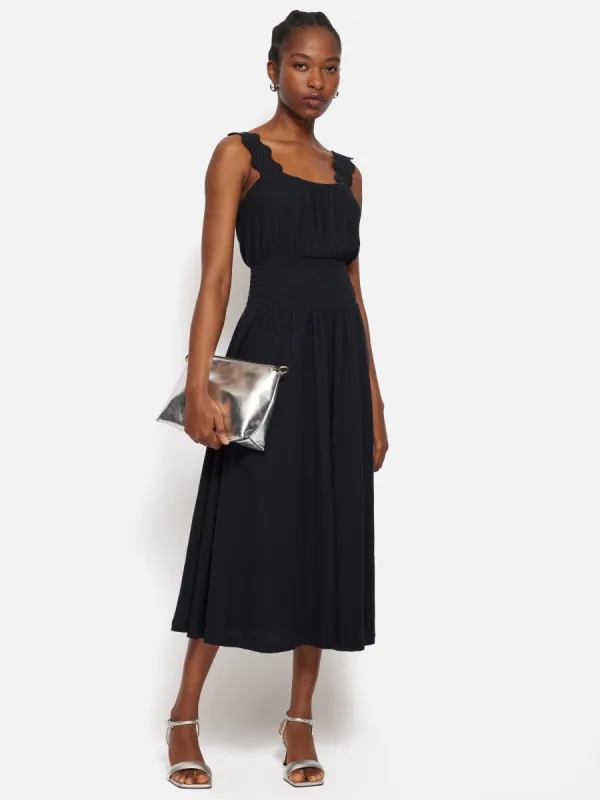 Ric Rac Shirred Dress | Navy sold by Jigsaw