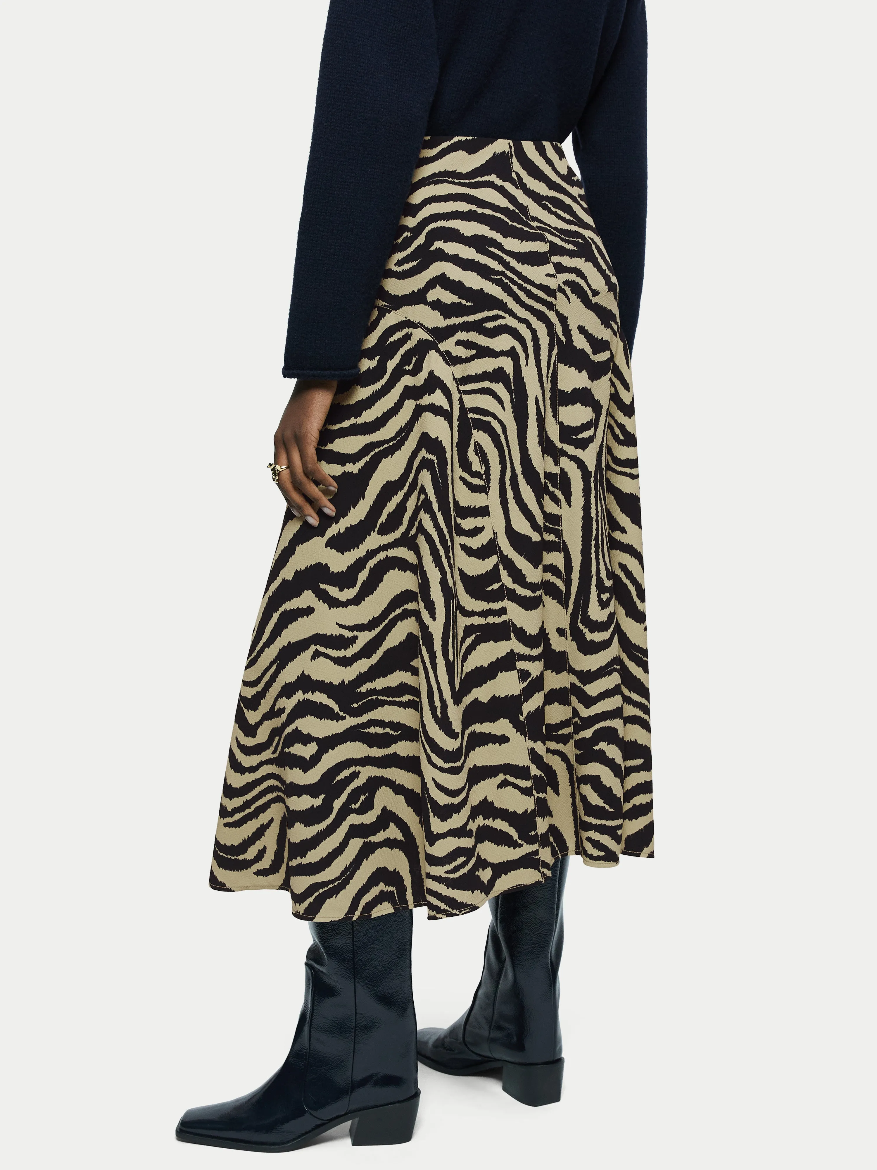 Zebra Ikat Midi Skirt | Khaki sold by Jigsaw product image thumbnail 3