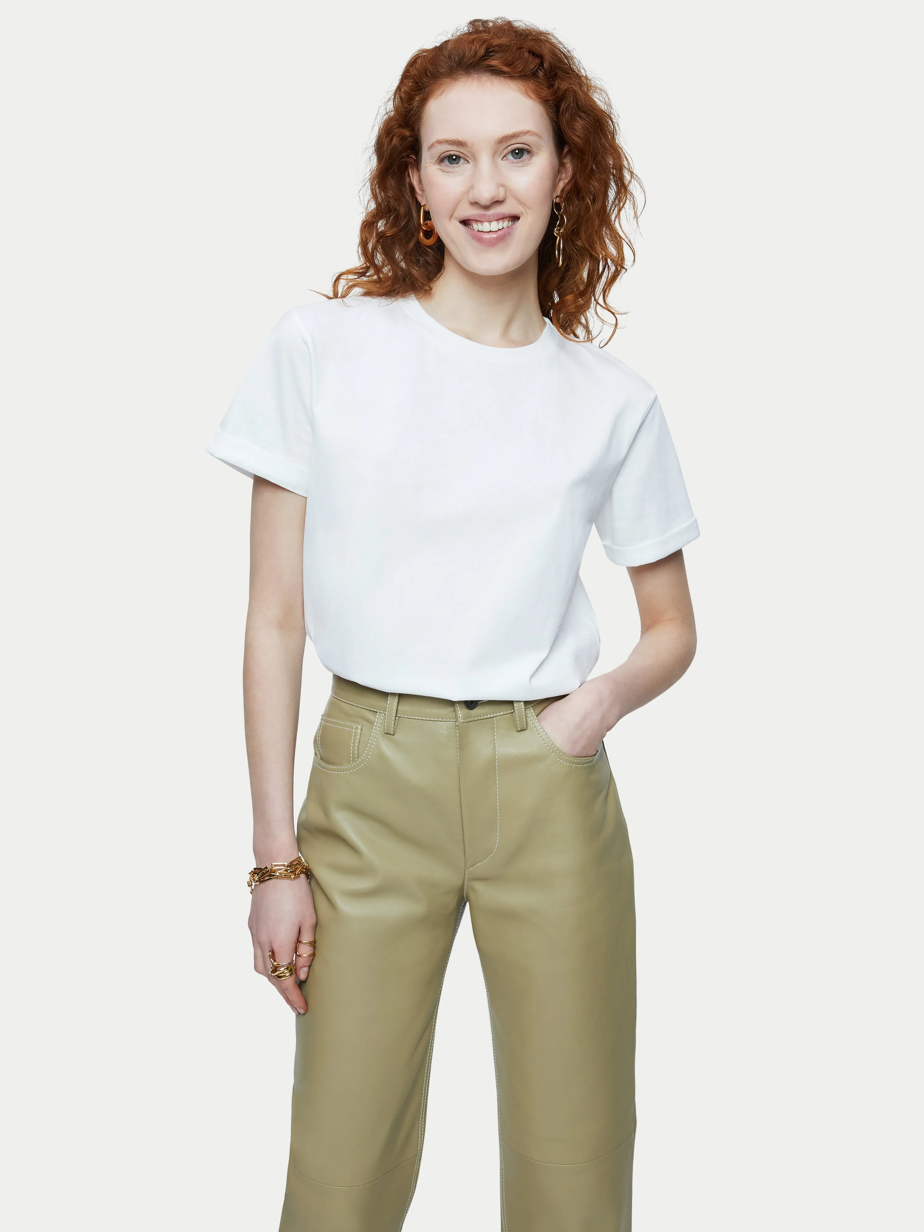 Hove Cotton Boyfriend Tee | White sold by Jigsaw product image thumbnail 4