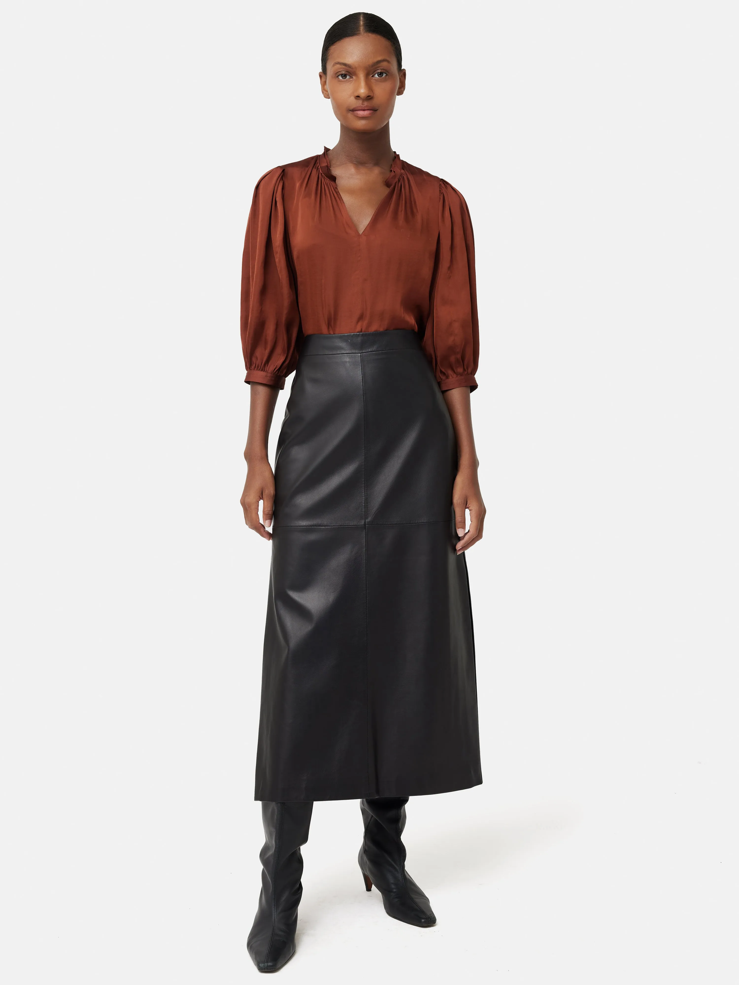 Cicelly Satin Drape Top | Brown sold by Jigsaw product image thumbnail 2