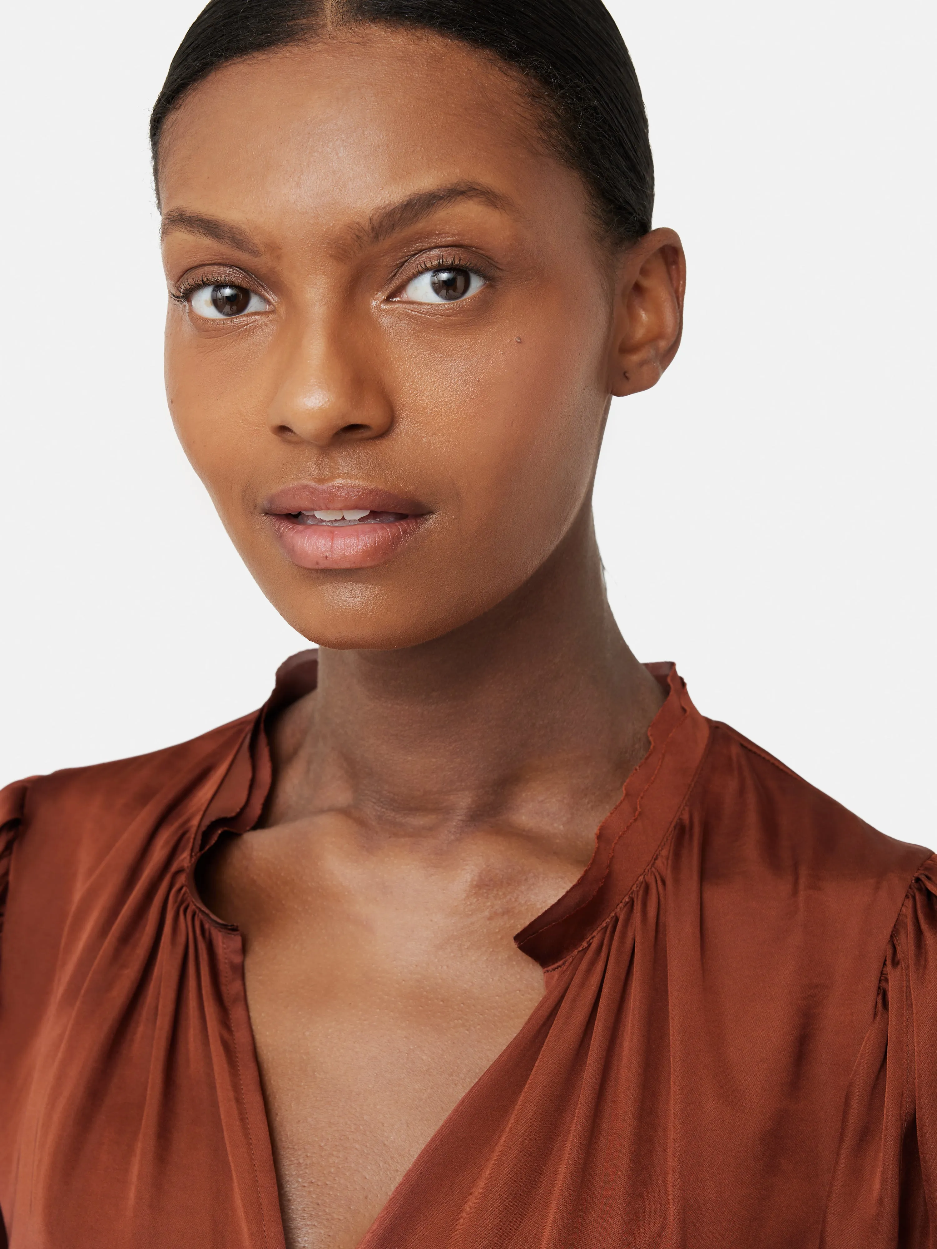 Cicelly Satin Drape Top | Brown sold by Jigsaw product image thumbnail 3