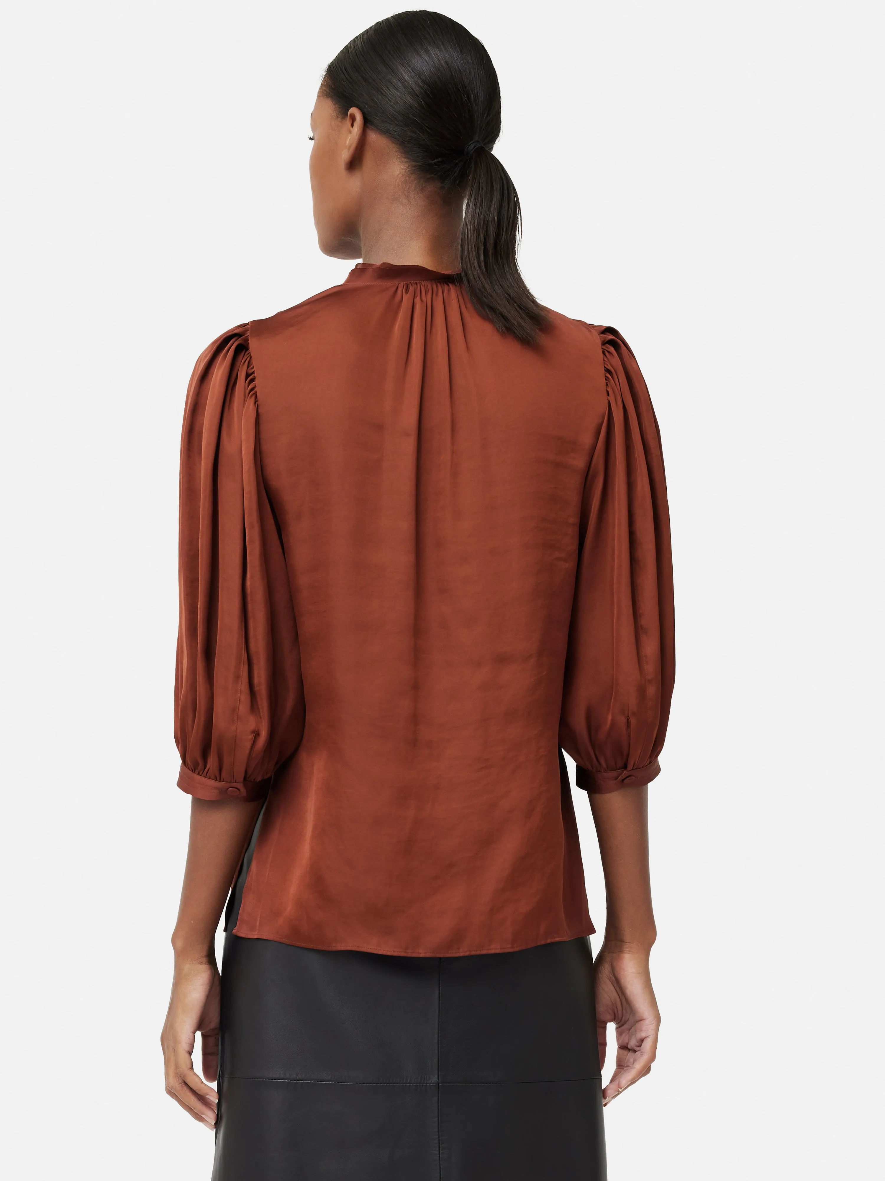 Cicelly Satin Drape Top | Brown sold by Jigsaw product image thumbnail 4