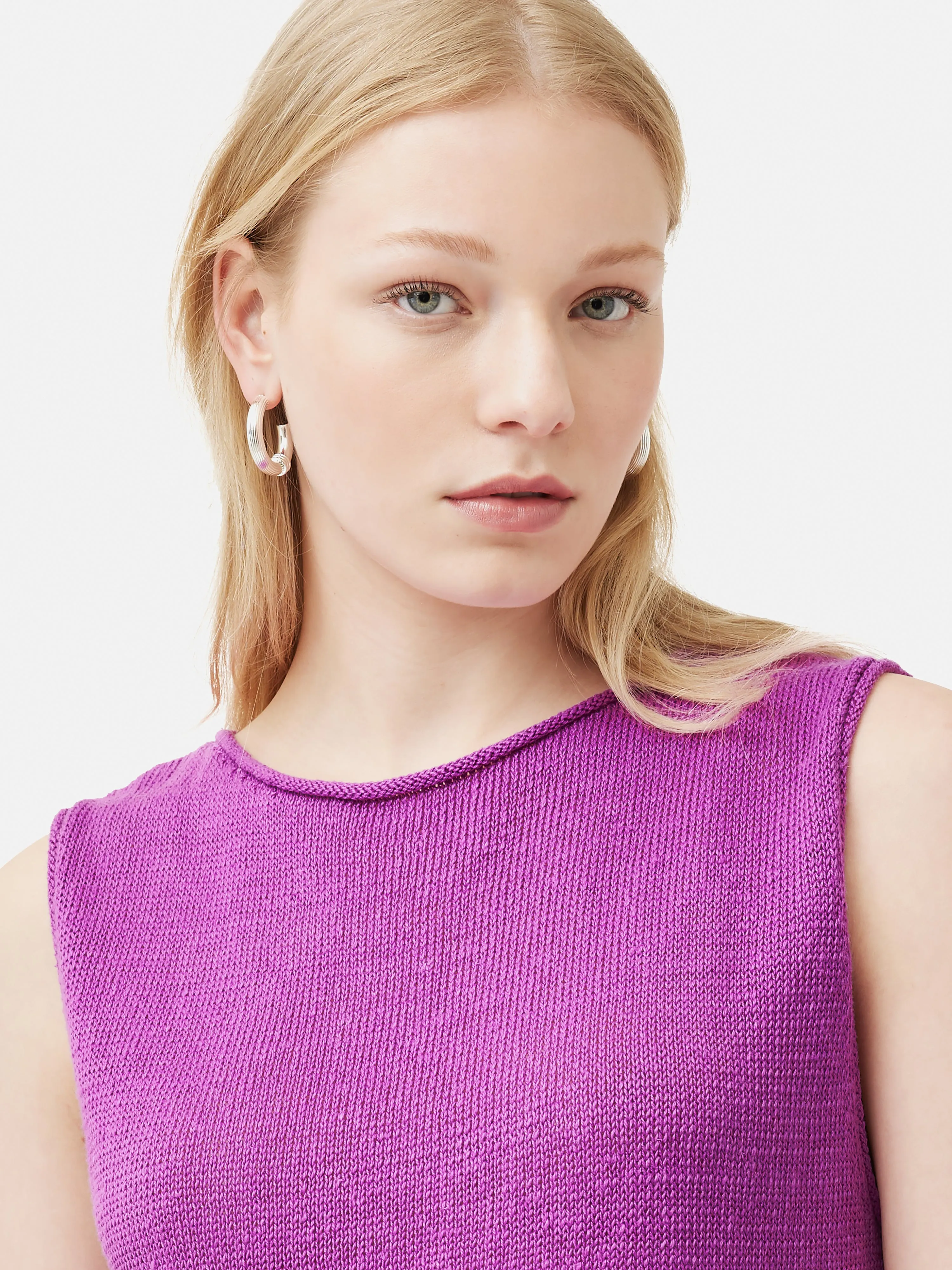 Linen Slub Cropped Tank Top | Pink sold by Jigsaw product image thumbnail 2