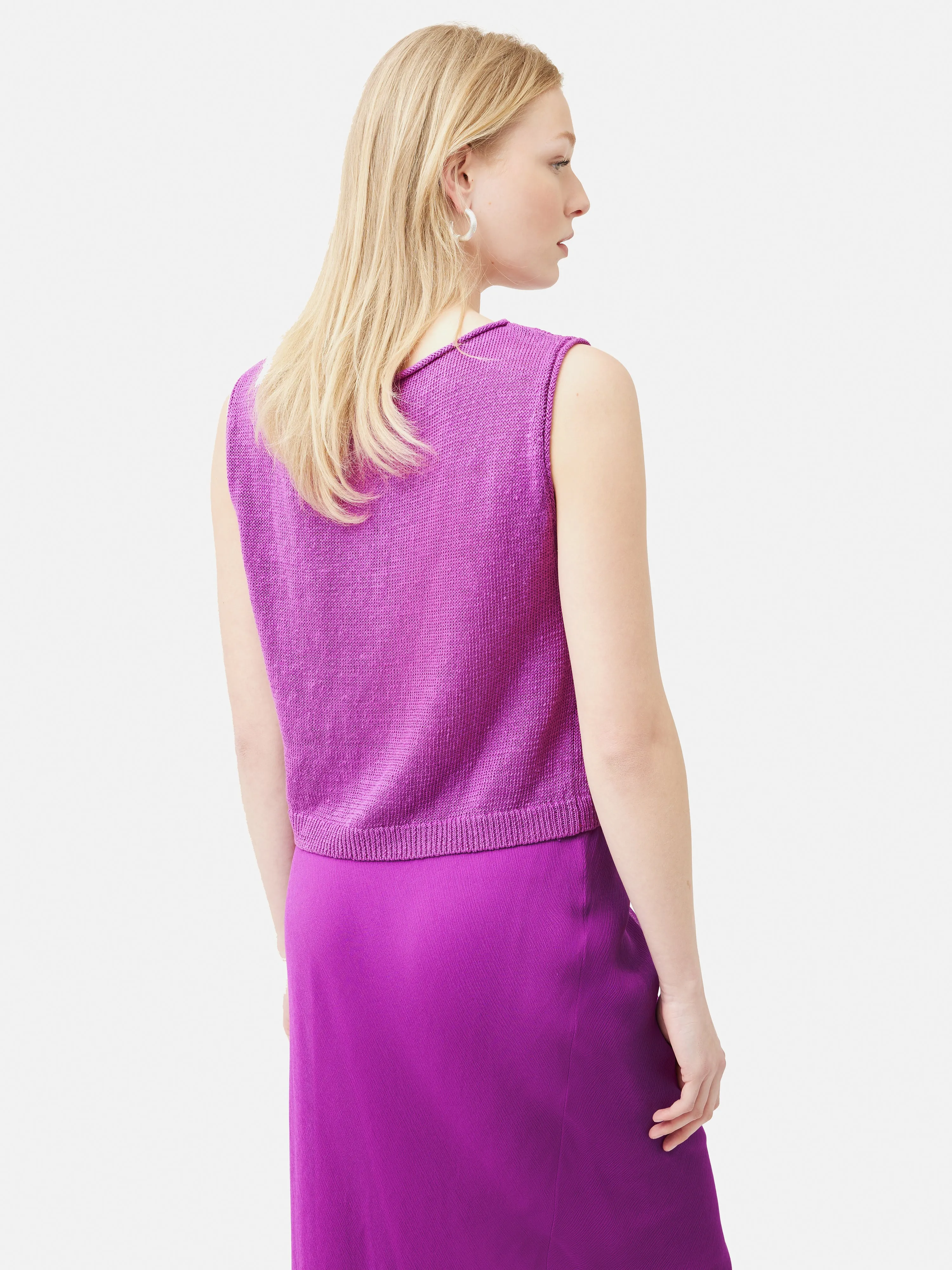 Linen Slub Cropped Tank Top | Pink sold by Jigsaw product image thumbnail 4