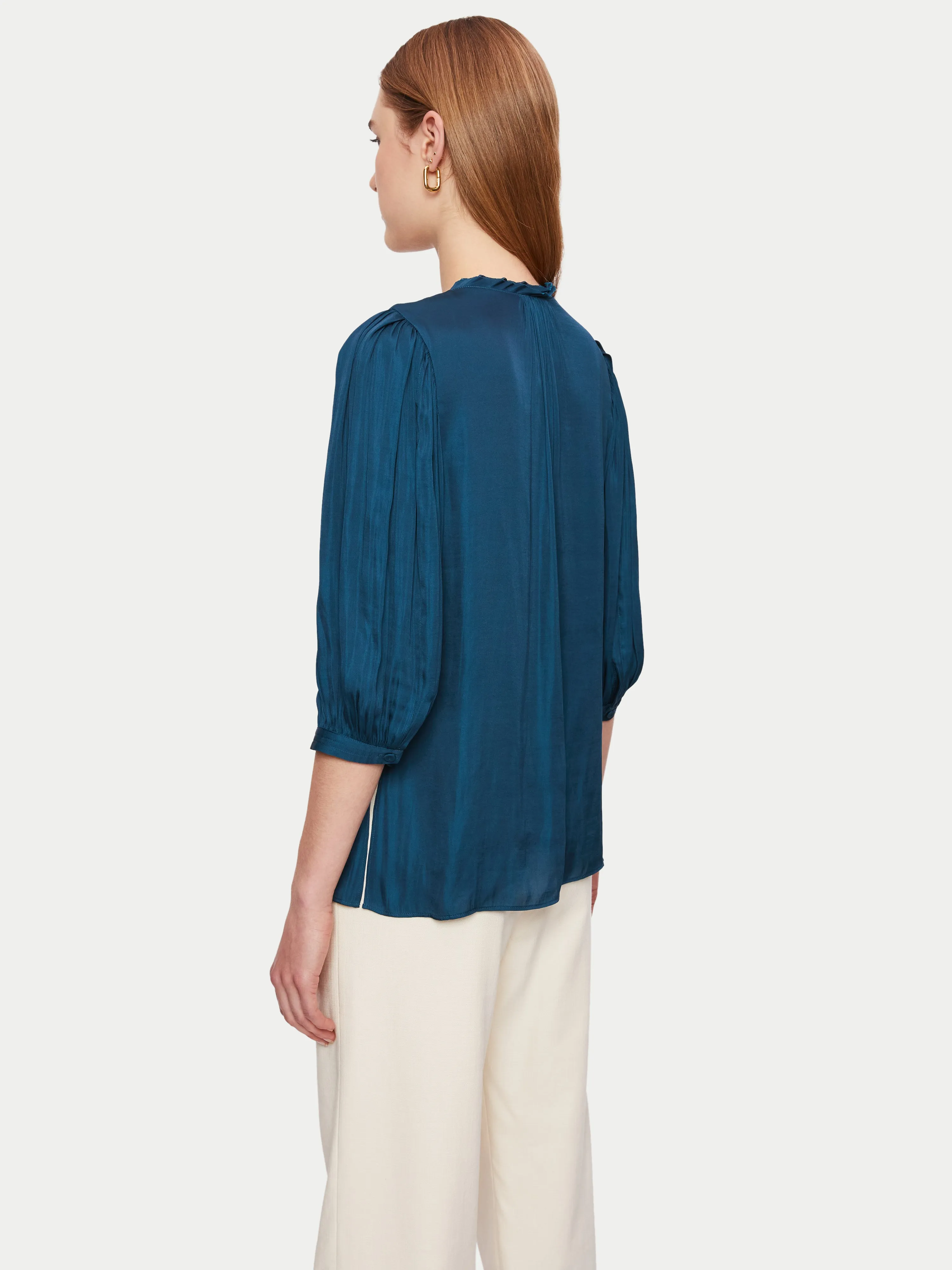 Cecily Satin Drape Top | Blue sold by Jigsaw product image thumbnail 5