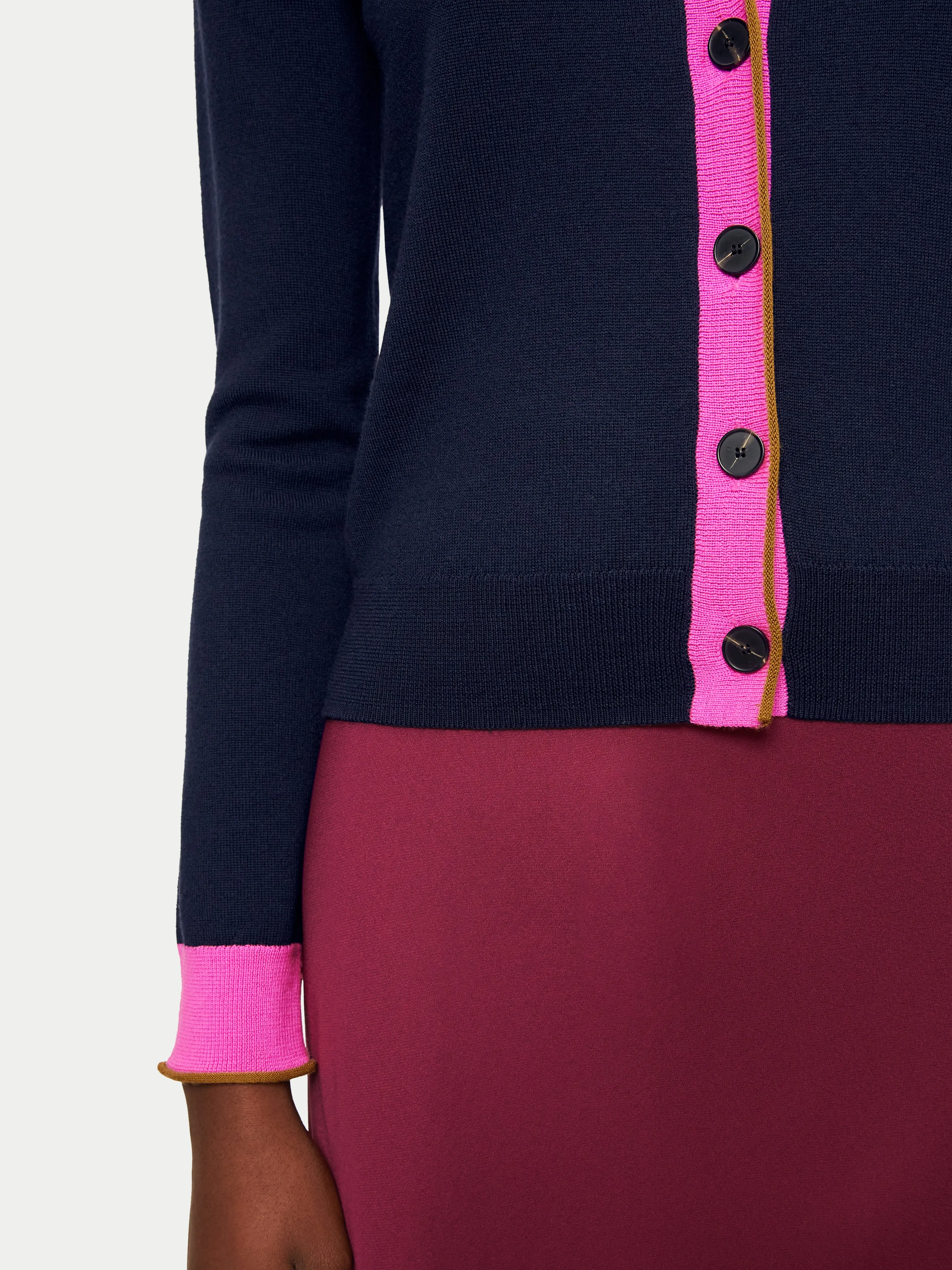 Merino V Neck Cardigan | Navy sold by Jigsaw product image thumbnail 3