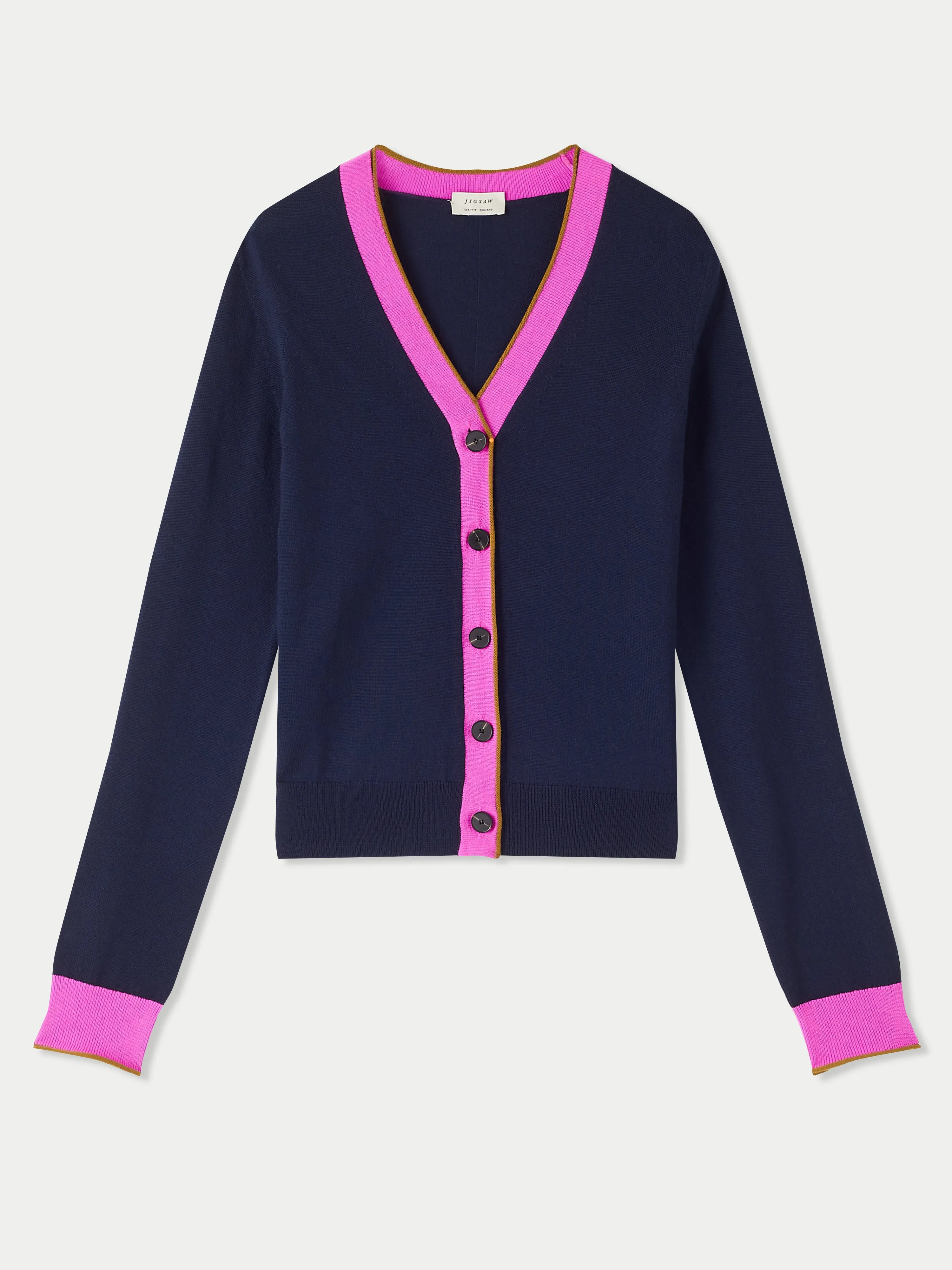 Merino V Neck Cardigan | Navy sold by Jigsaw product image thumbnail 5