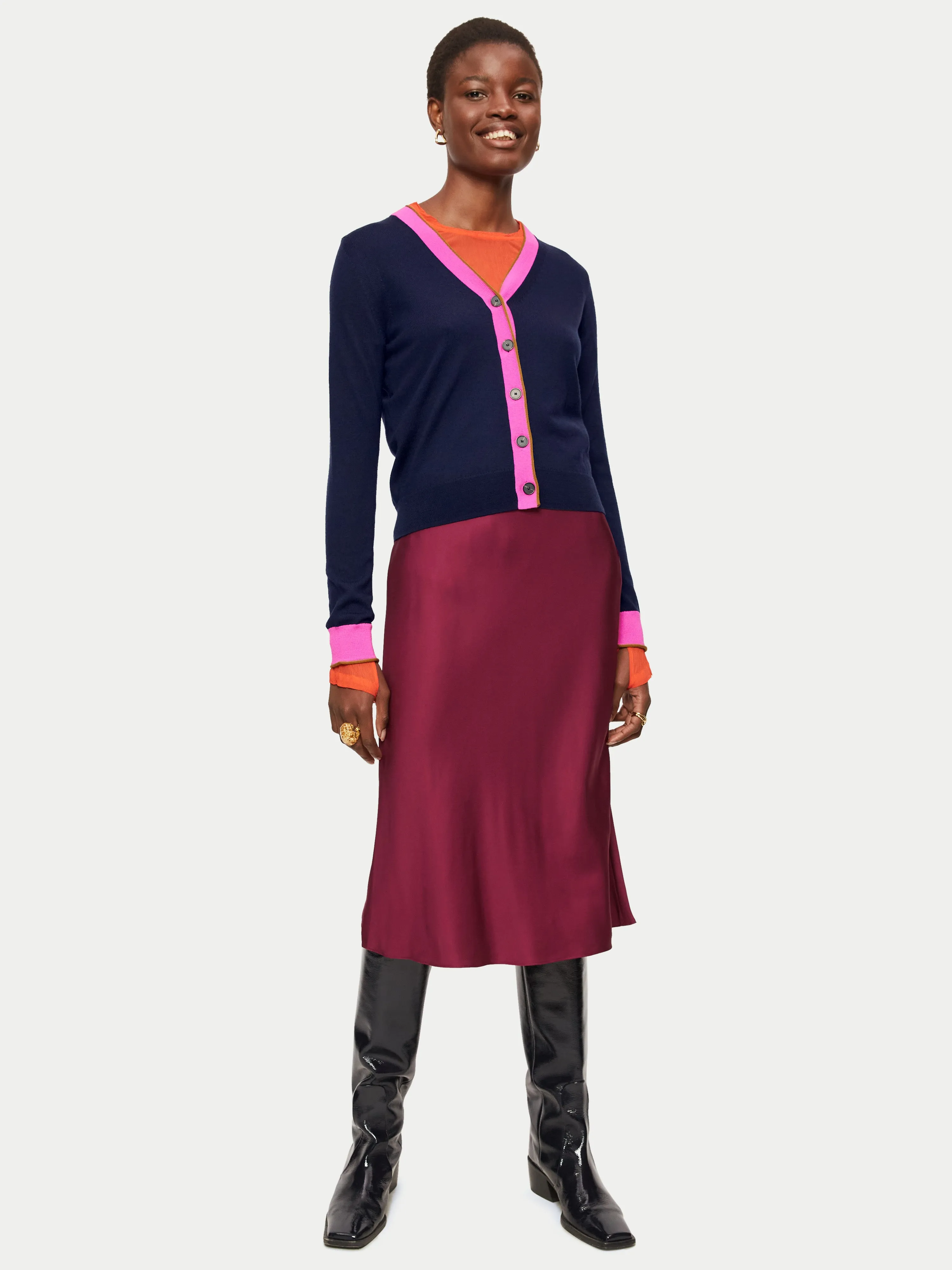 Merino V Neck Cardigan | Navy sold by Jigsaw product image thumbnail 2