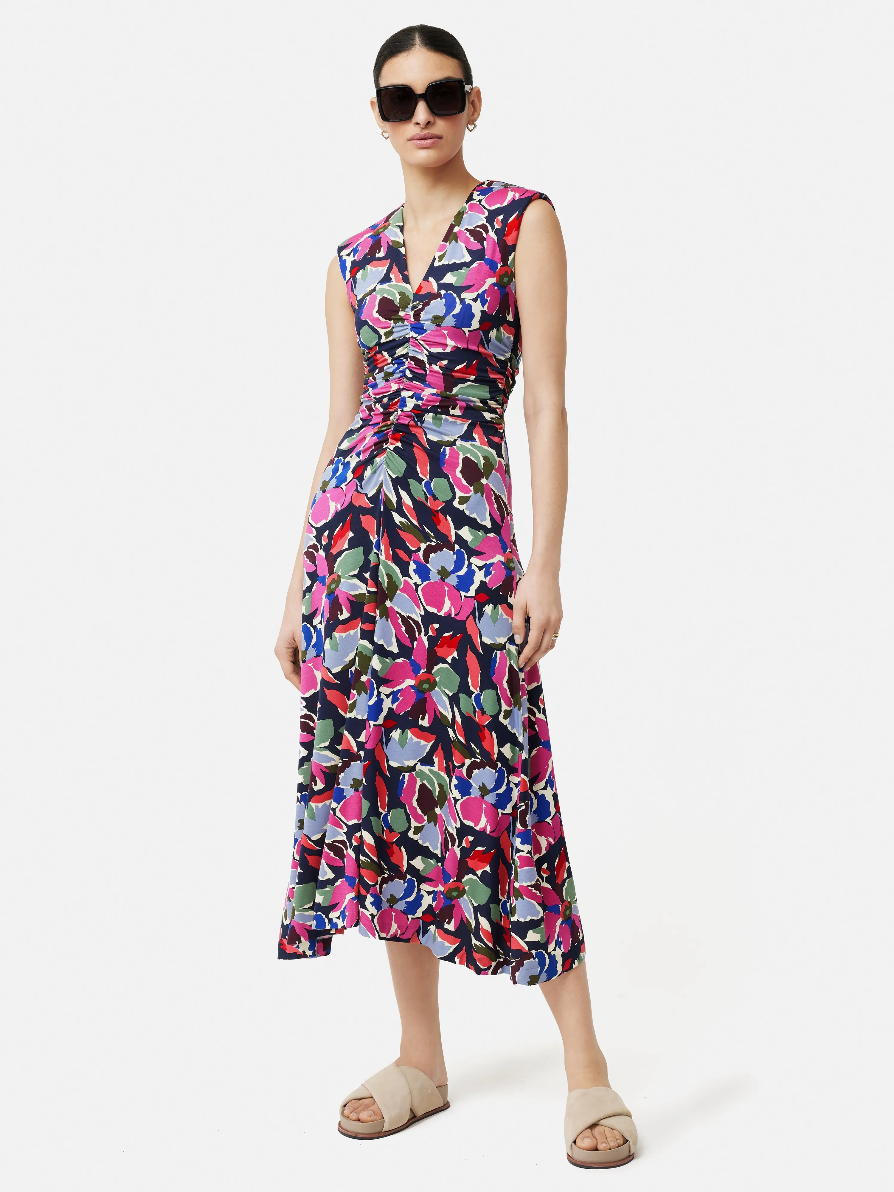 Graphic Pansy Jersey Dress | Multi sold by Jigsaw product image thumbnail 2