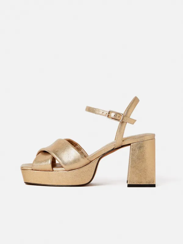 Hanna Platform Sandal | Gold sold by Jigsaw