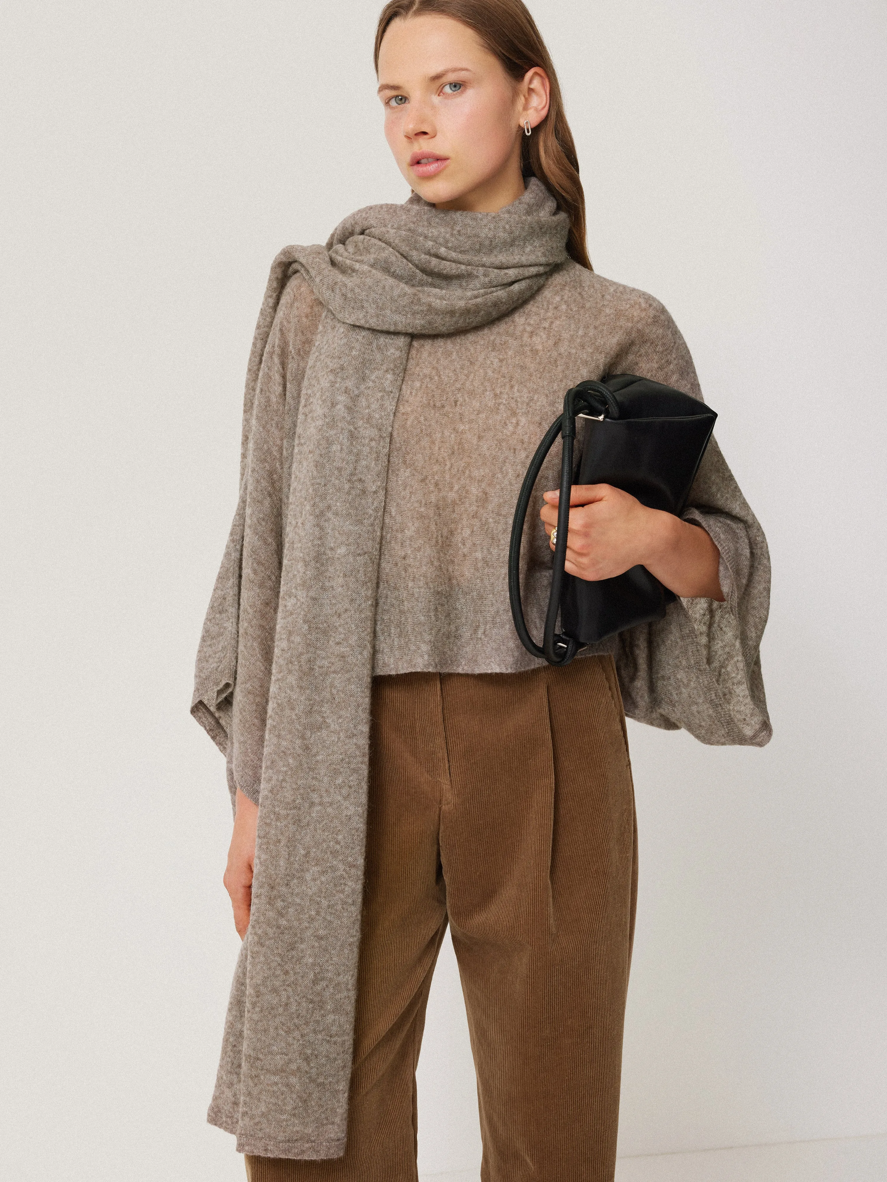 Soft Gauzy Knit Scarf | Taupe sold by Jigsaw product image thumbnail 2