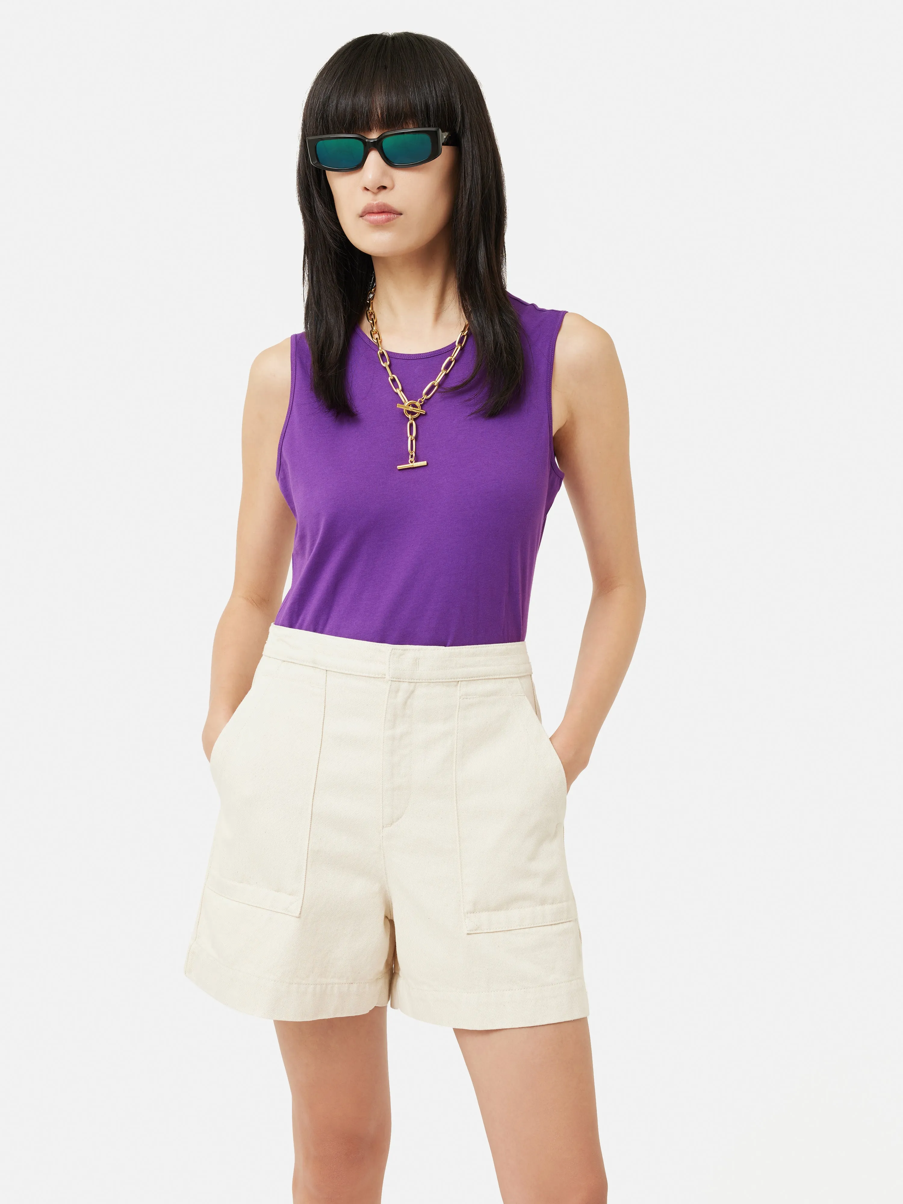 Supima Sleeveless Tee | Purple sold by Jigsaw
