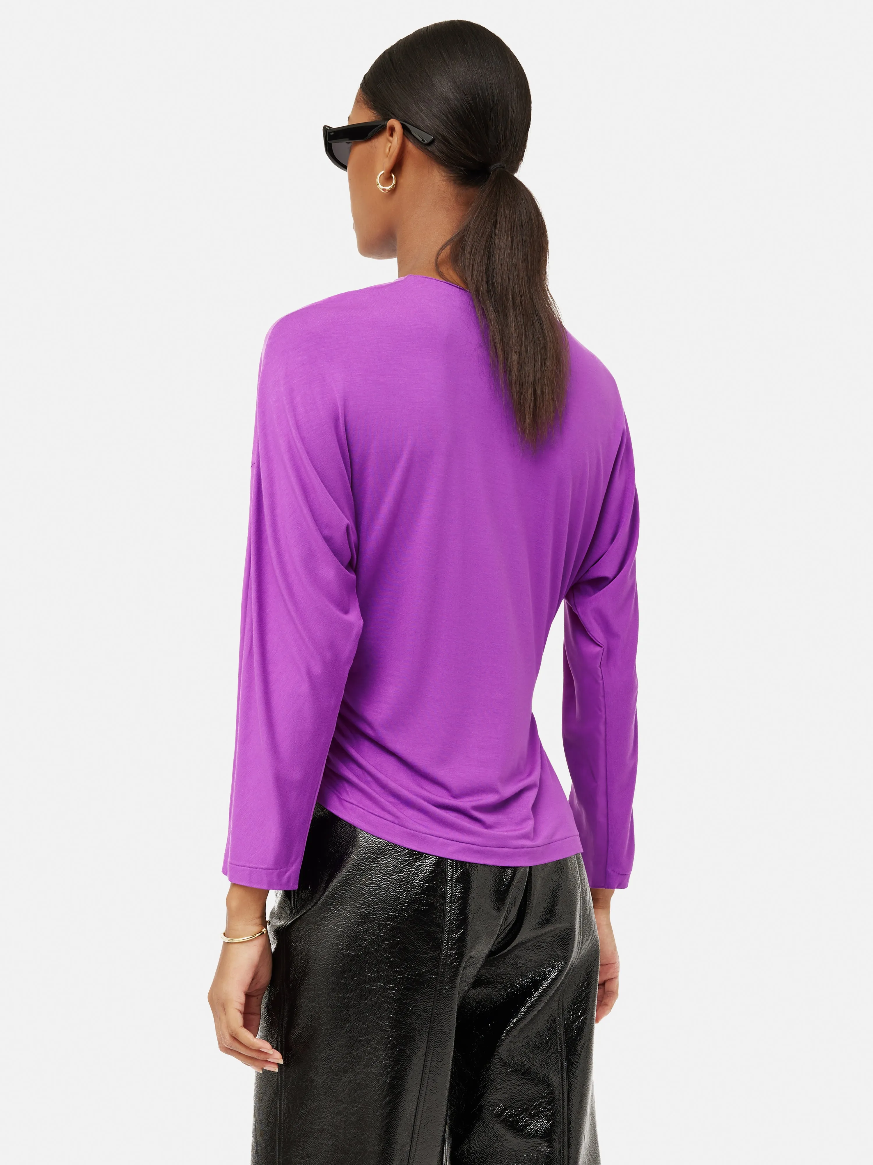 Silk Front Ruched Waist Top | Pink sold by Jigsaw product image thumbnail 5
