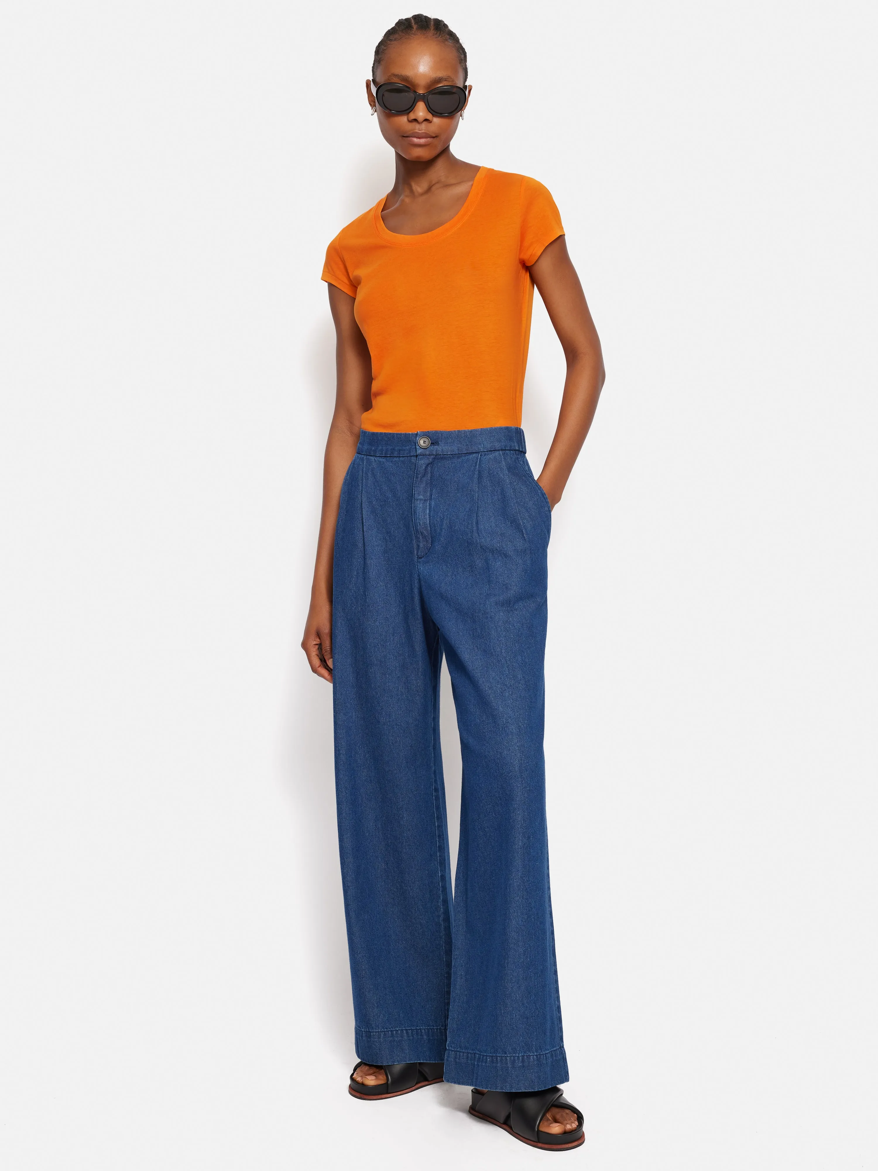 Supima Cotton Scoop Neck Tee | Pop Orange sold by Jigsaw product image thumbnail 3