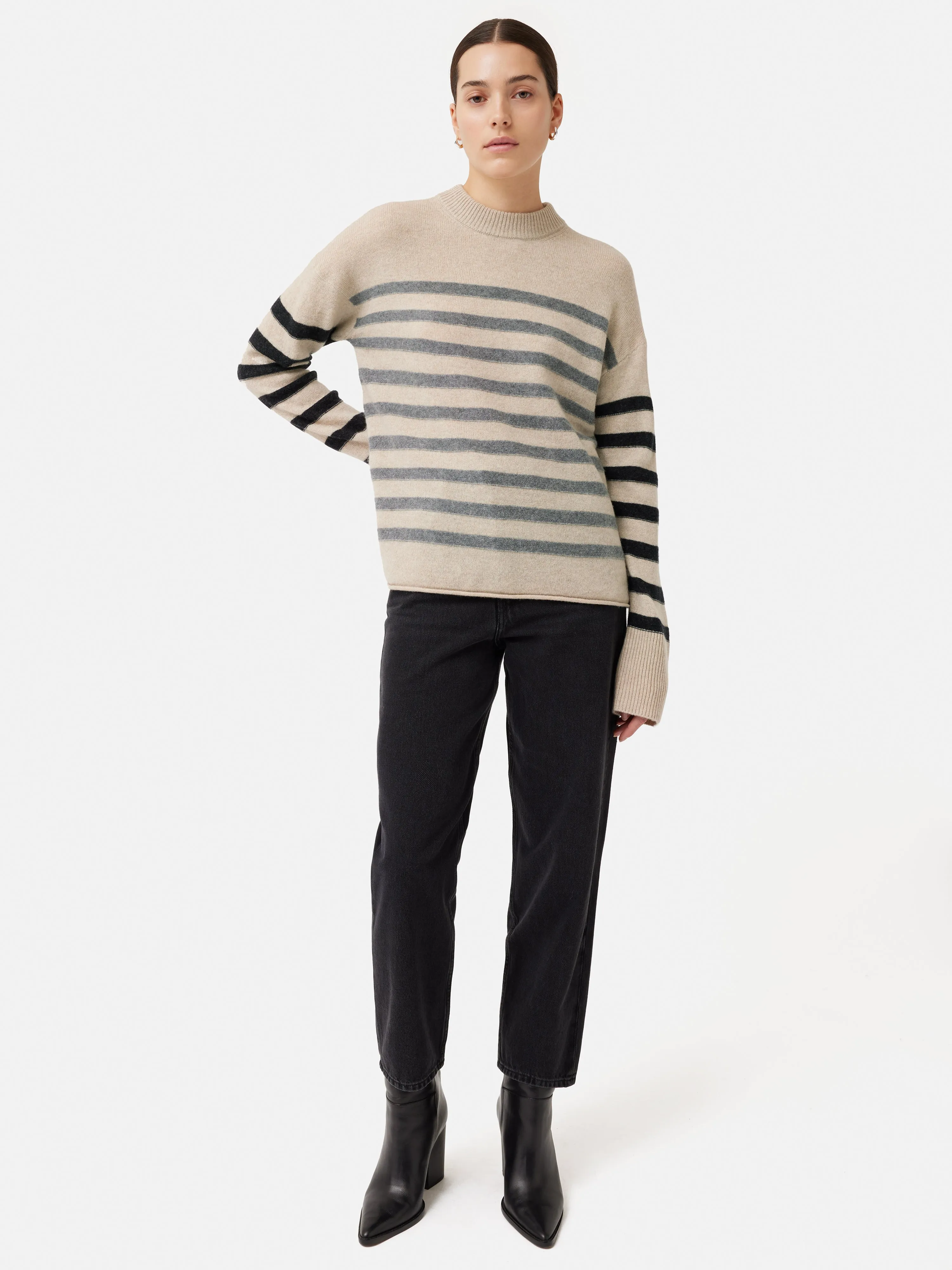 Merino Cashmere Stripe Jumper | Neutral sold by Jigsaw product image thumbnail 3