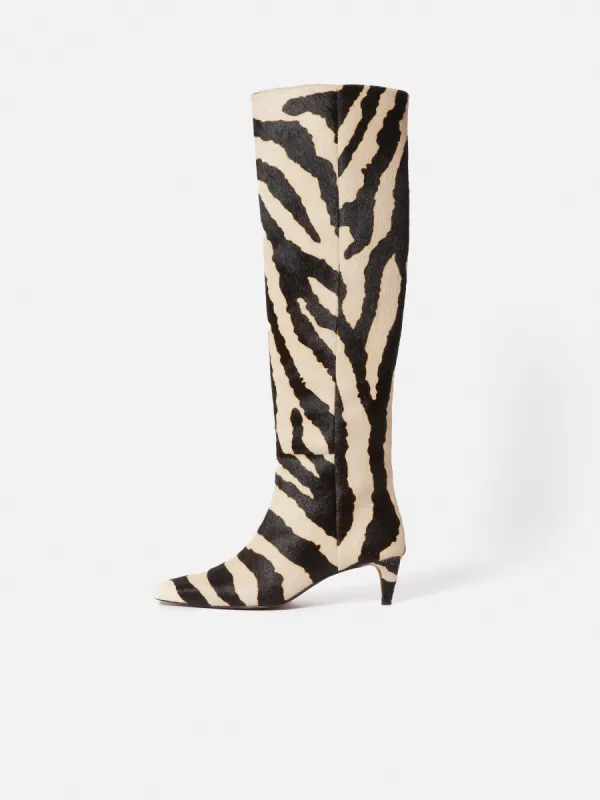 Zebra Bobby Knee High Boot | Zebra sold by Jigsaw