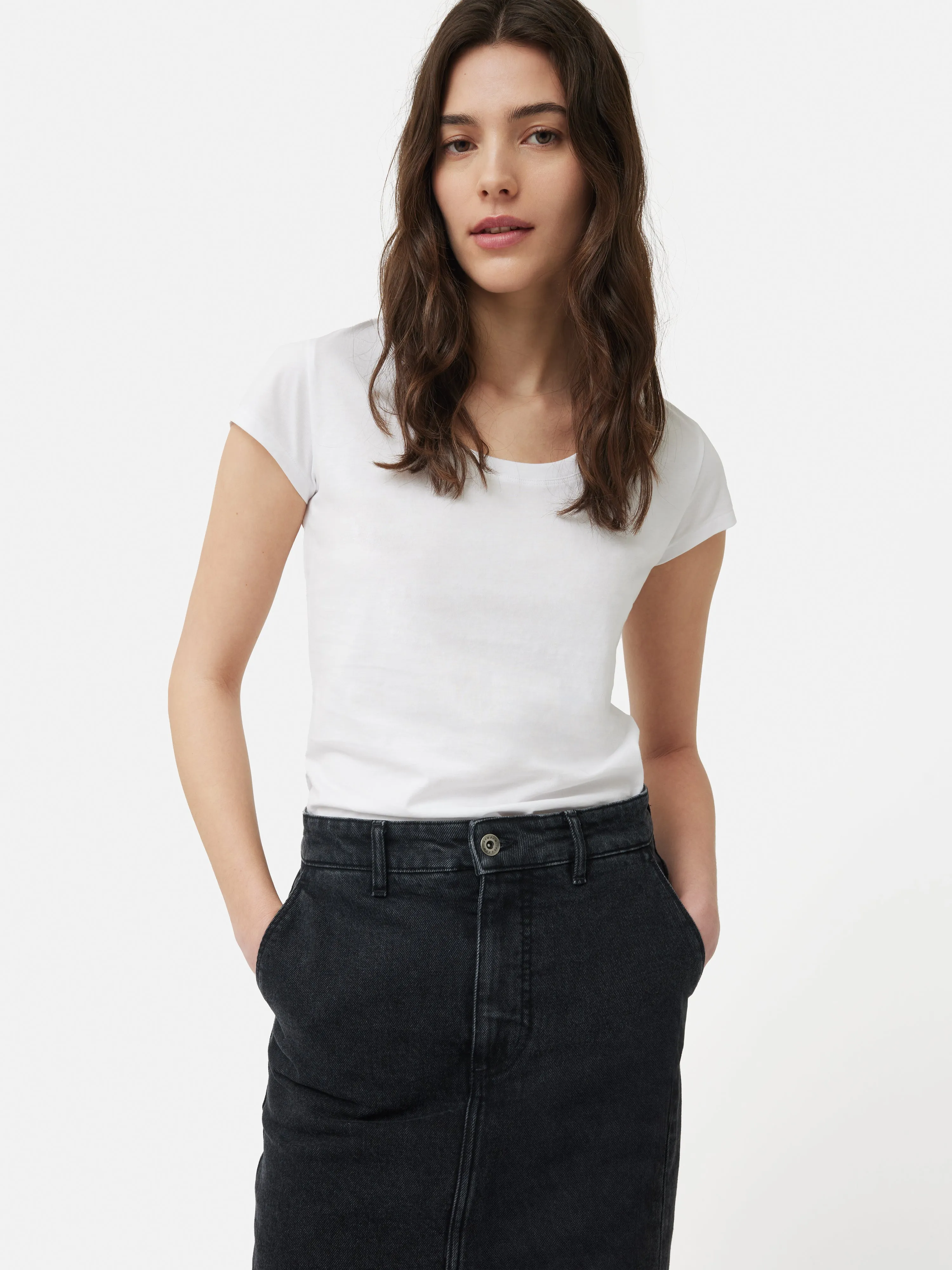 Supima Cotton Scoop Neck Tee | White sold by Jigsaw