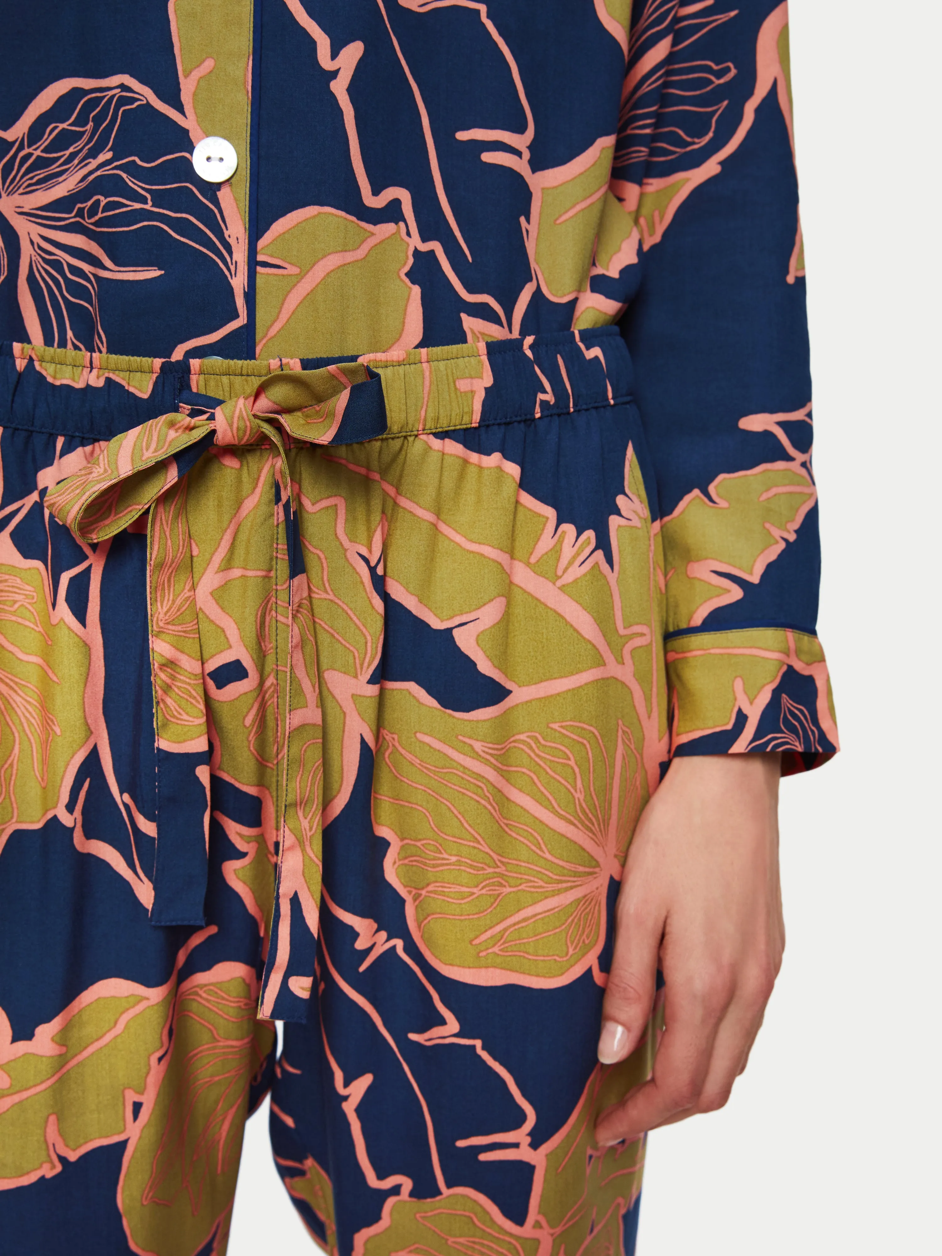 Palm Leaf Pyjama | Navy sold by Jigsaw product image thumbnail 4