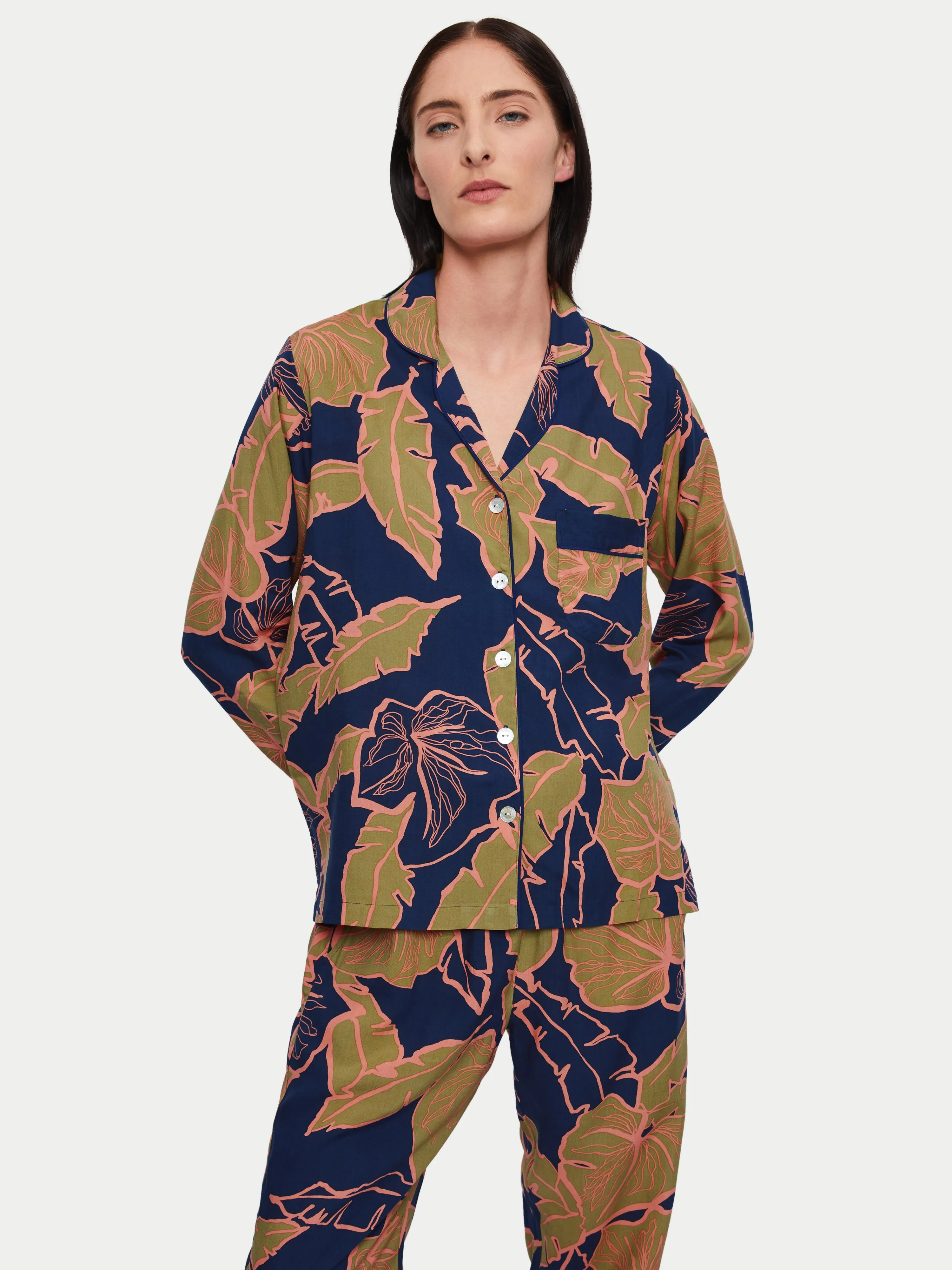 Palm Leaf Pyjama | Navy sold by Jigsaw product image thumbnail 3