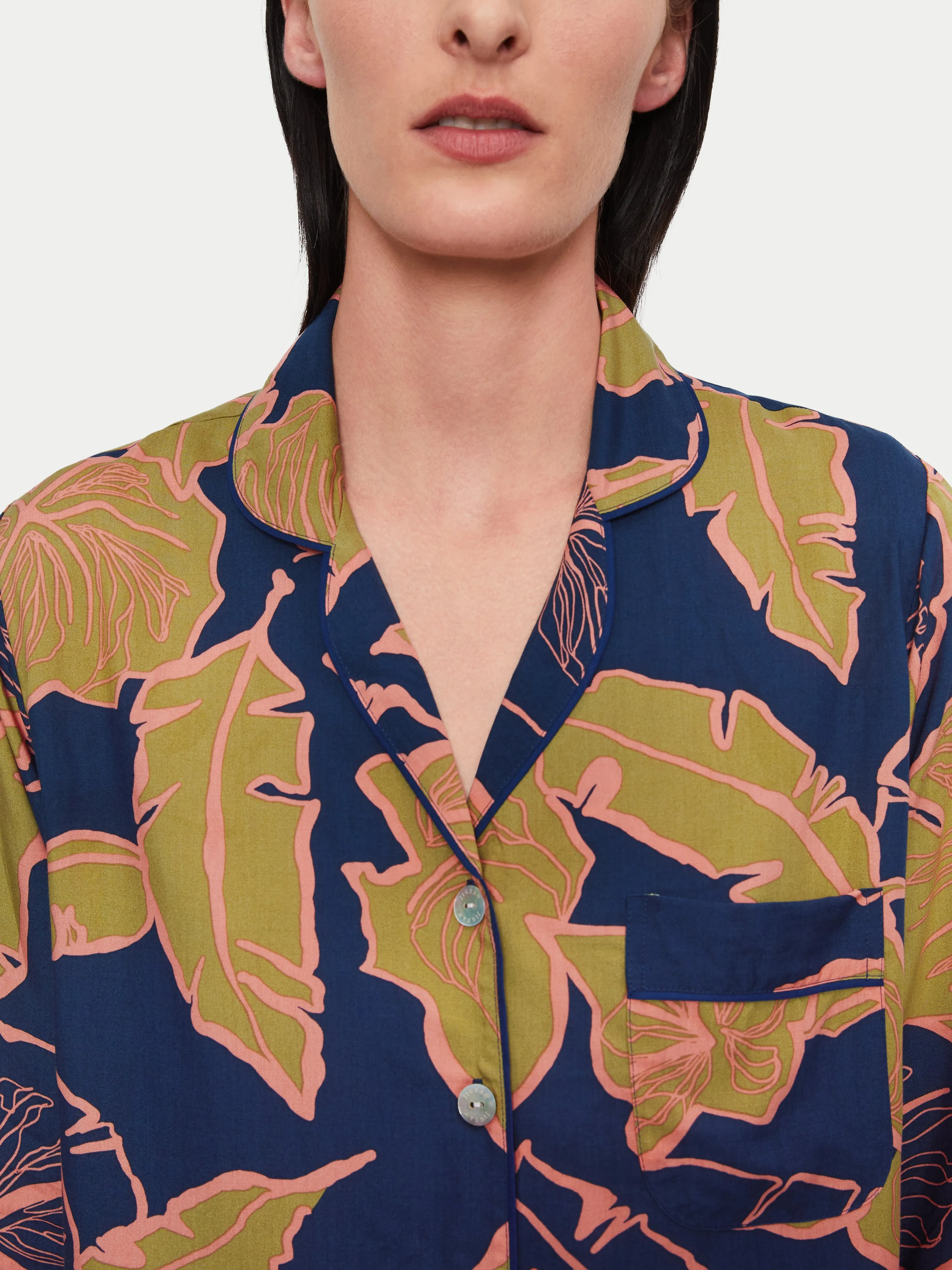 Palm Leaf Pyjama | Navy sold by Jigsaw product image thumbnail 2