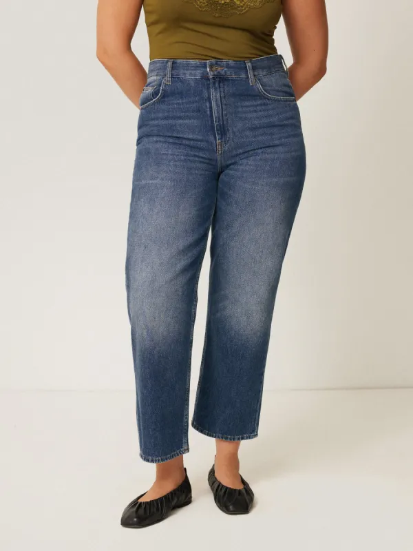 Delmont Cropped Tapered Jean | Blue sold by Jigsaw