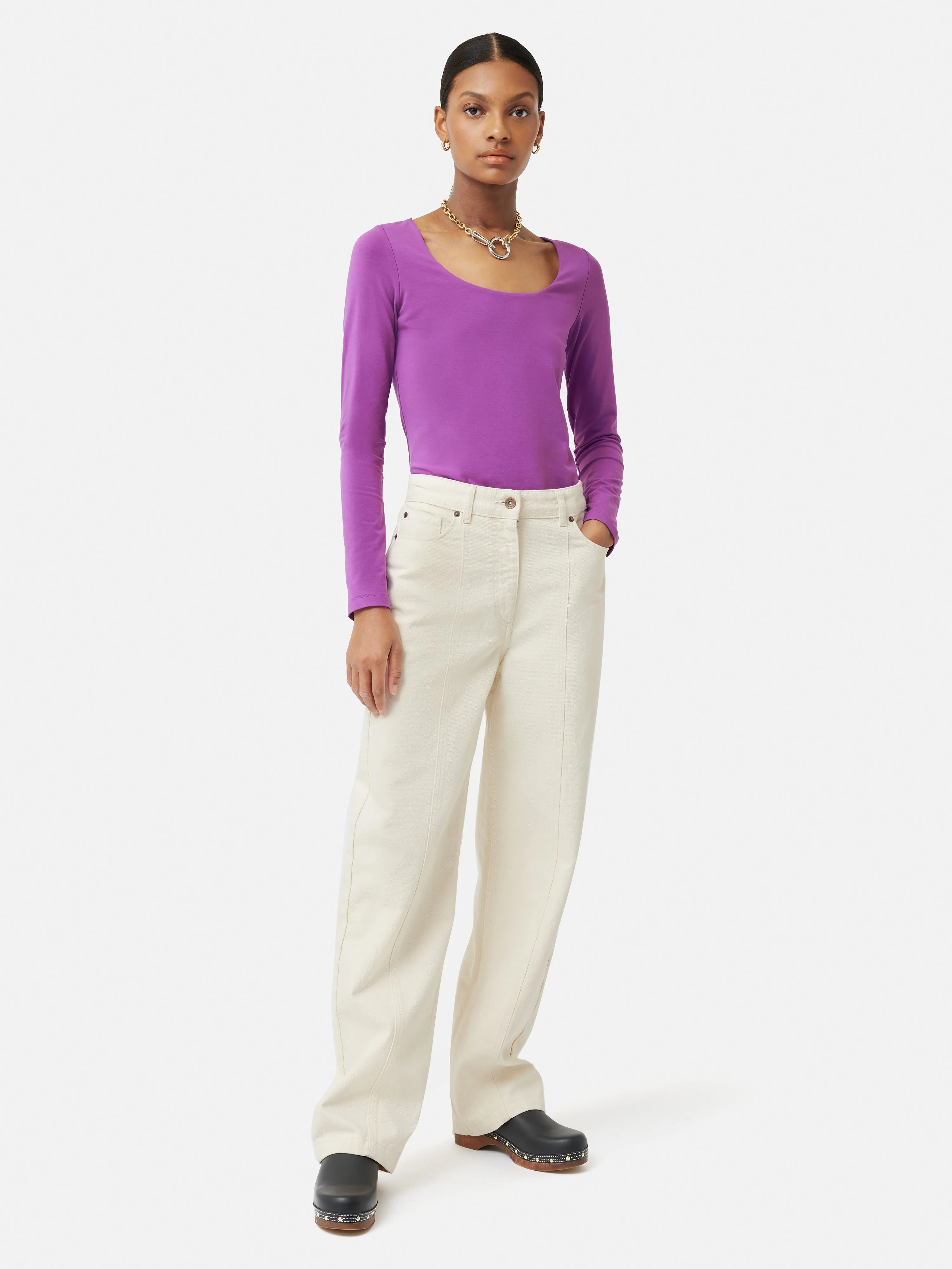 Double Front Ballet Neck Top | Purple sold by Jigsaw product image thumbnail 3