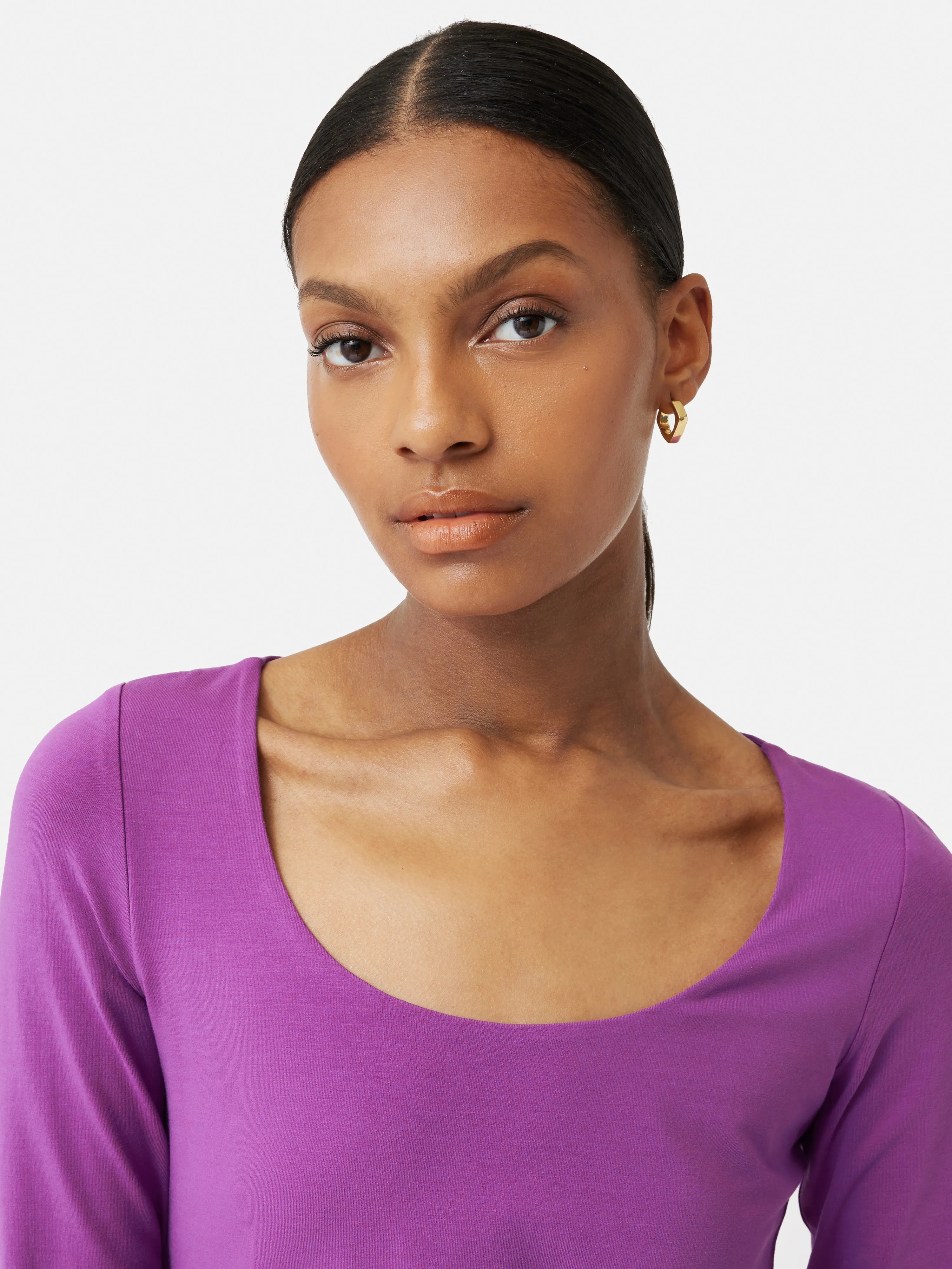 Double Front Ballet Neck Top | Purple sold by Jigsaw product image thumbnail 2