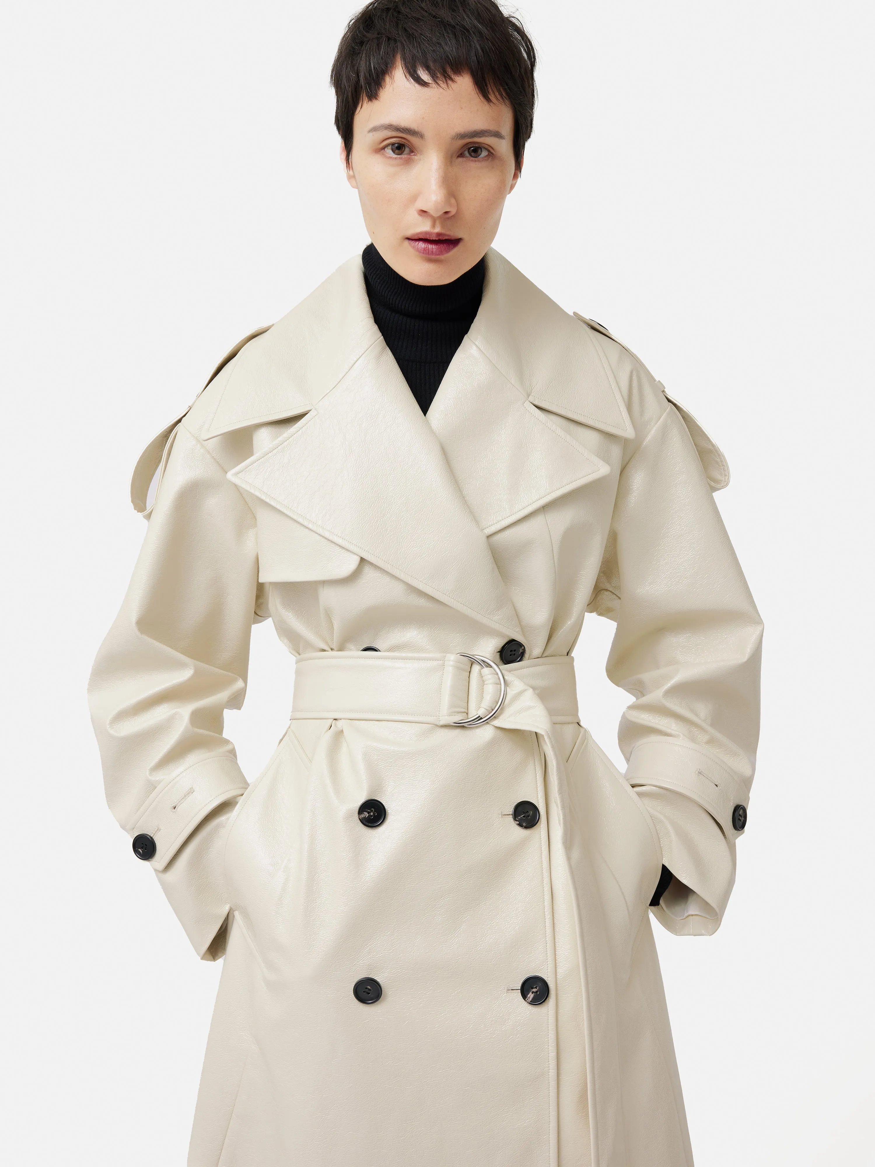 Nelson Patent Trench Coat | Cream sold by Jigsaw product image thumbnail 4
