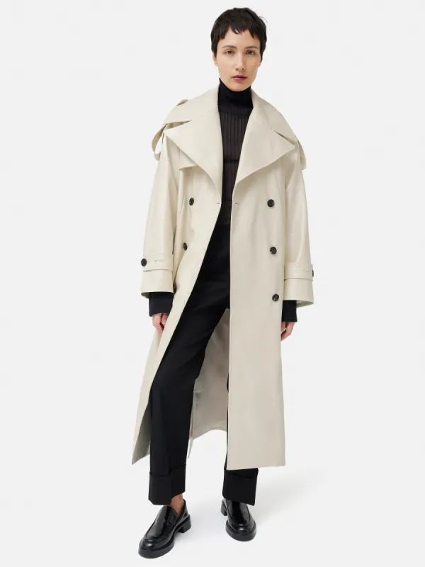 Nelson Patent Trench Coat | Cream sold by Jigsaw