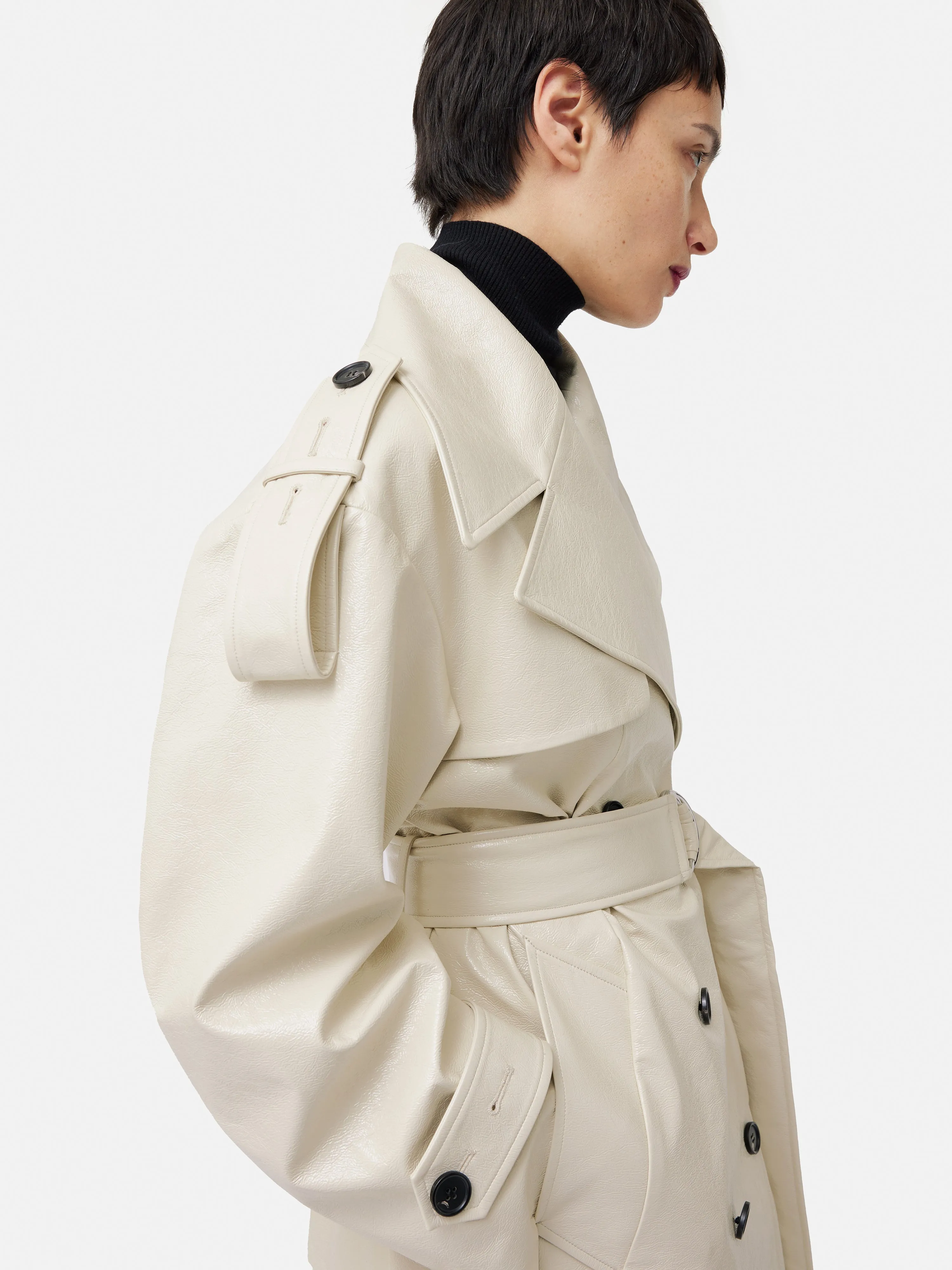 Nelson Patent Trench Coat | Cream sold by Jigsaw product image thumbnail 3