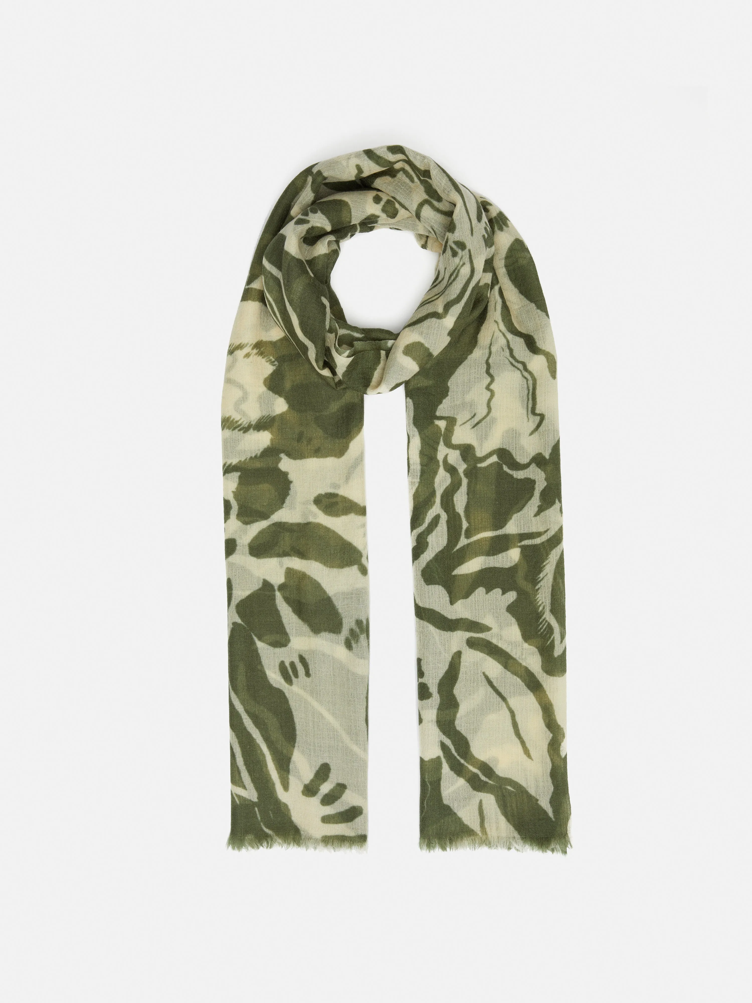 Strokes Floral Gauze Scarf | Green sold by Jigsaw