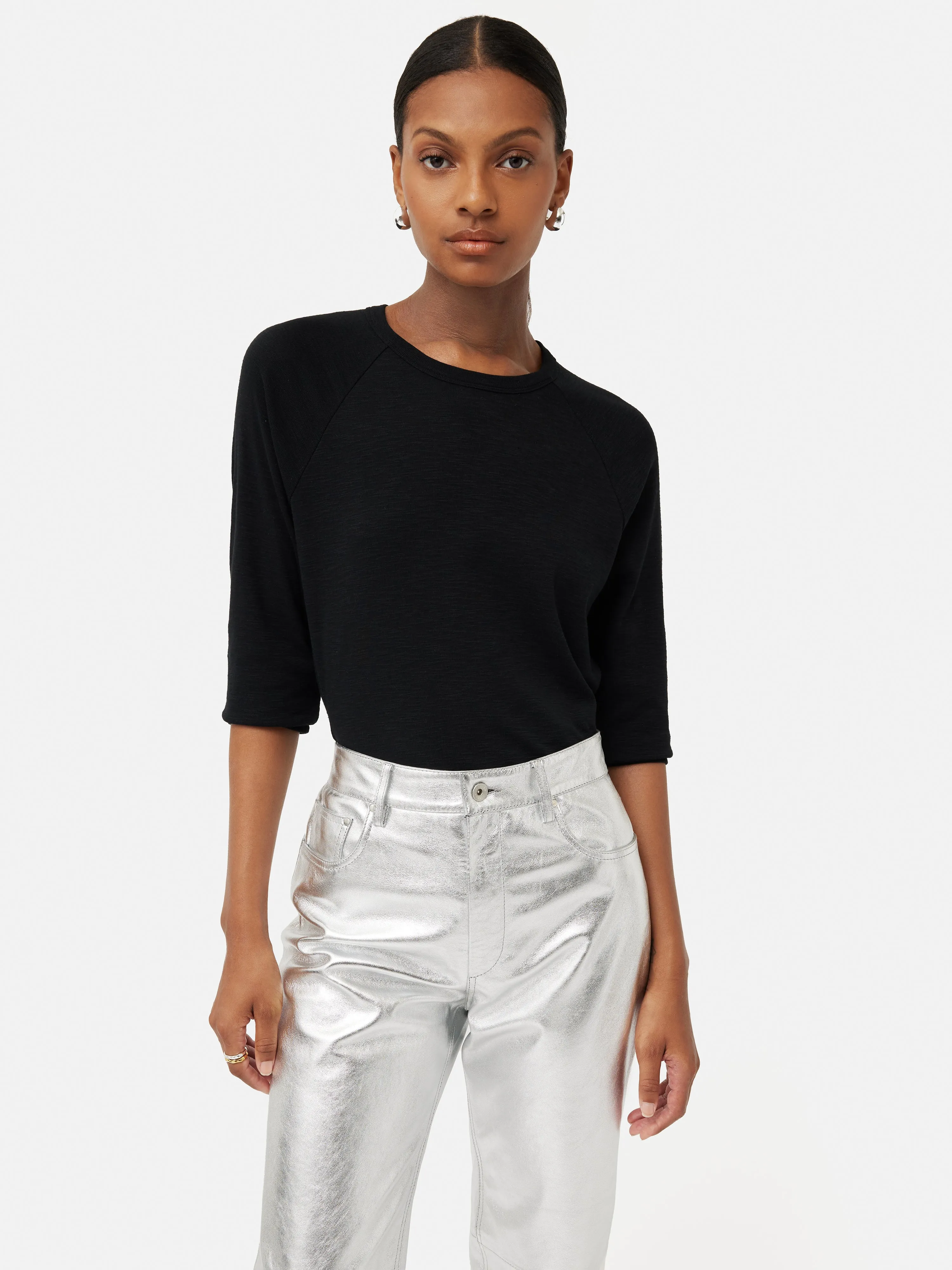 Cotton Luxe Raglan Tee | Black sold by Jigsaw