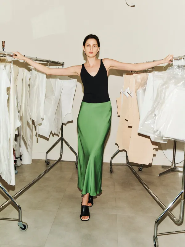 Bias Cut Maxi Skirt | Green sold by Jigsaw