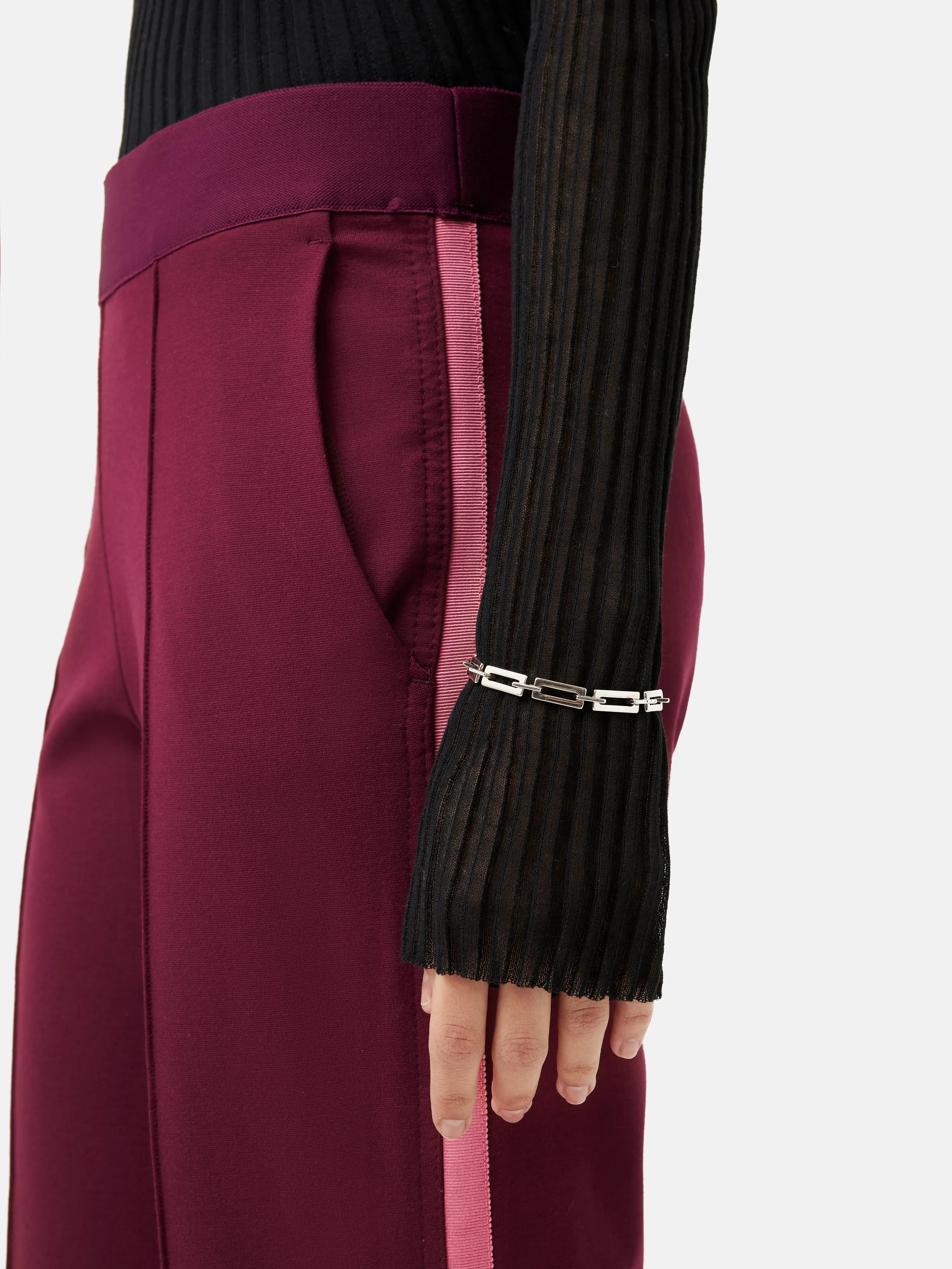 Ponte Jersey Trouser | Burgundy sold by Jigsaw product image thumbnail 2