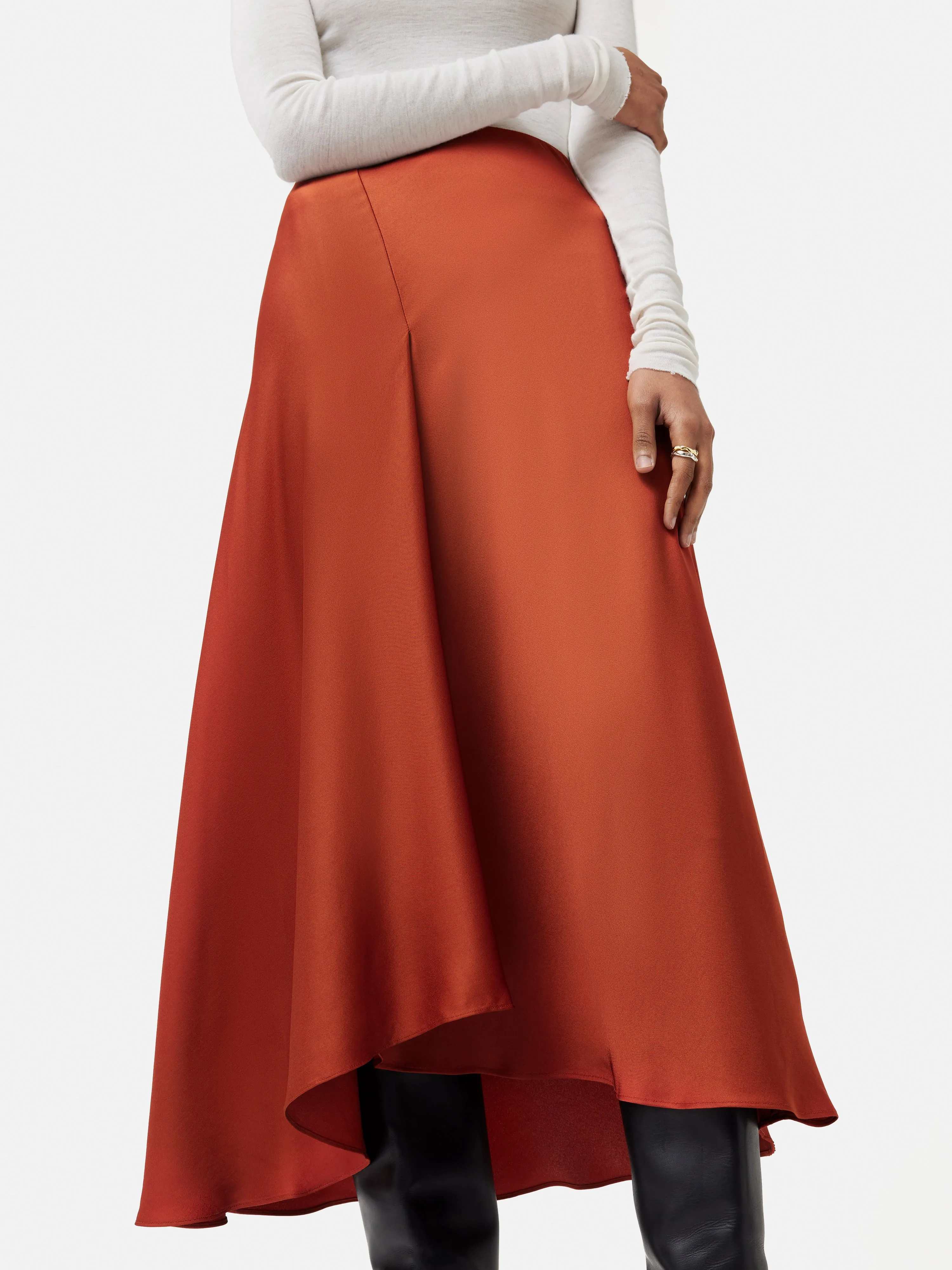 Satin Bias Asymmetric Skirt | Orange sold by Jigsaw product image thumbnail 4
